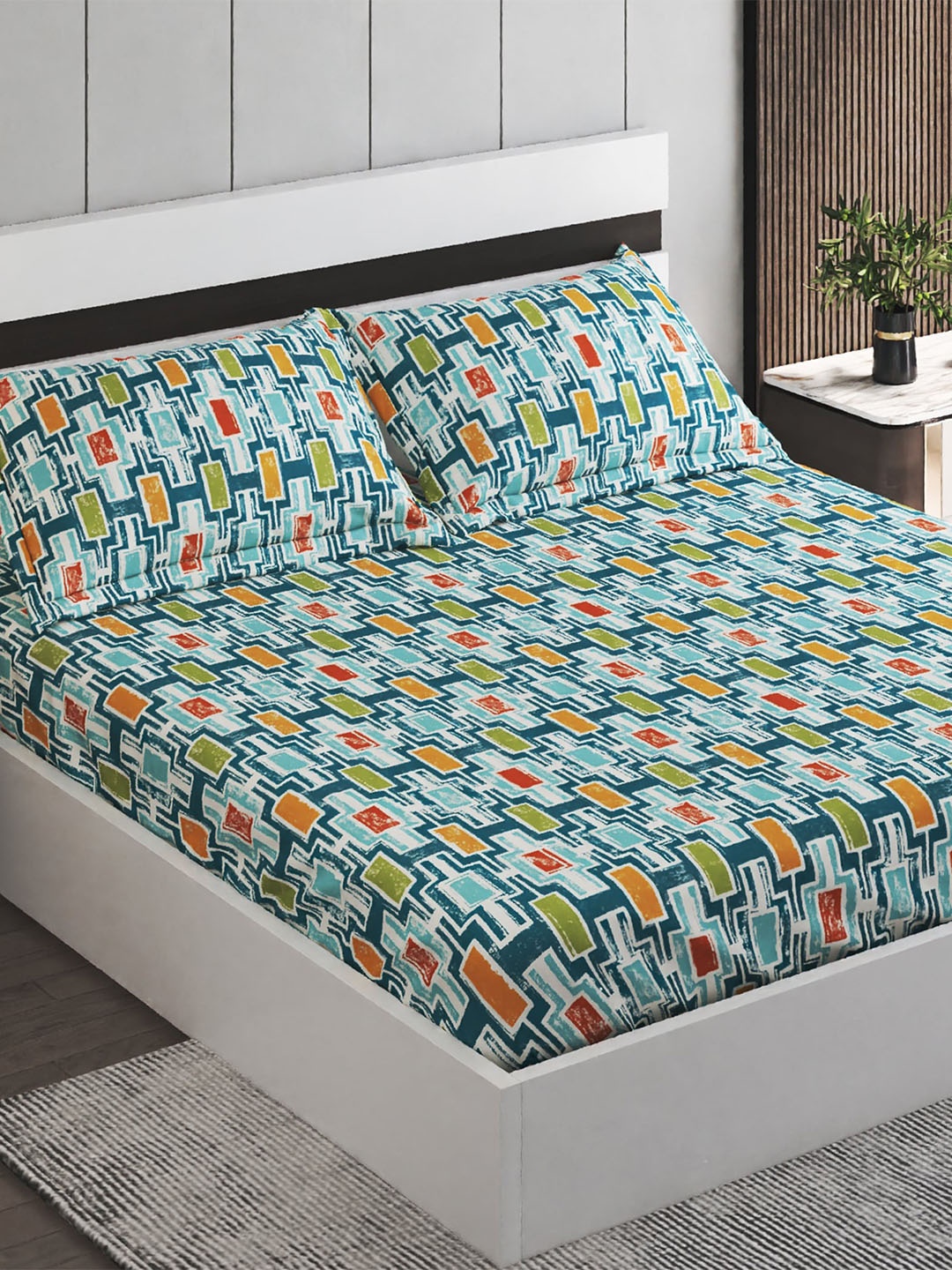 Home Centre Harold Blue & White Geometric 120 TC Queen Bedsheet with 2 Pillow Covers
Home Centre Harold Blue & White Geometric 120 TC Queen Bedsheet with 2 Pillow Covers