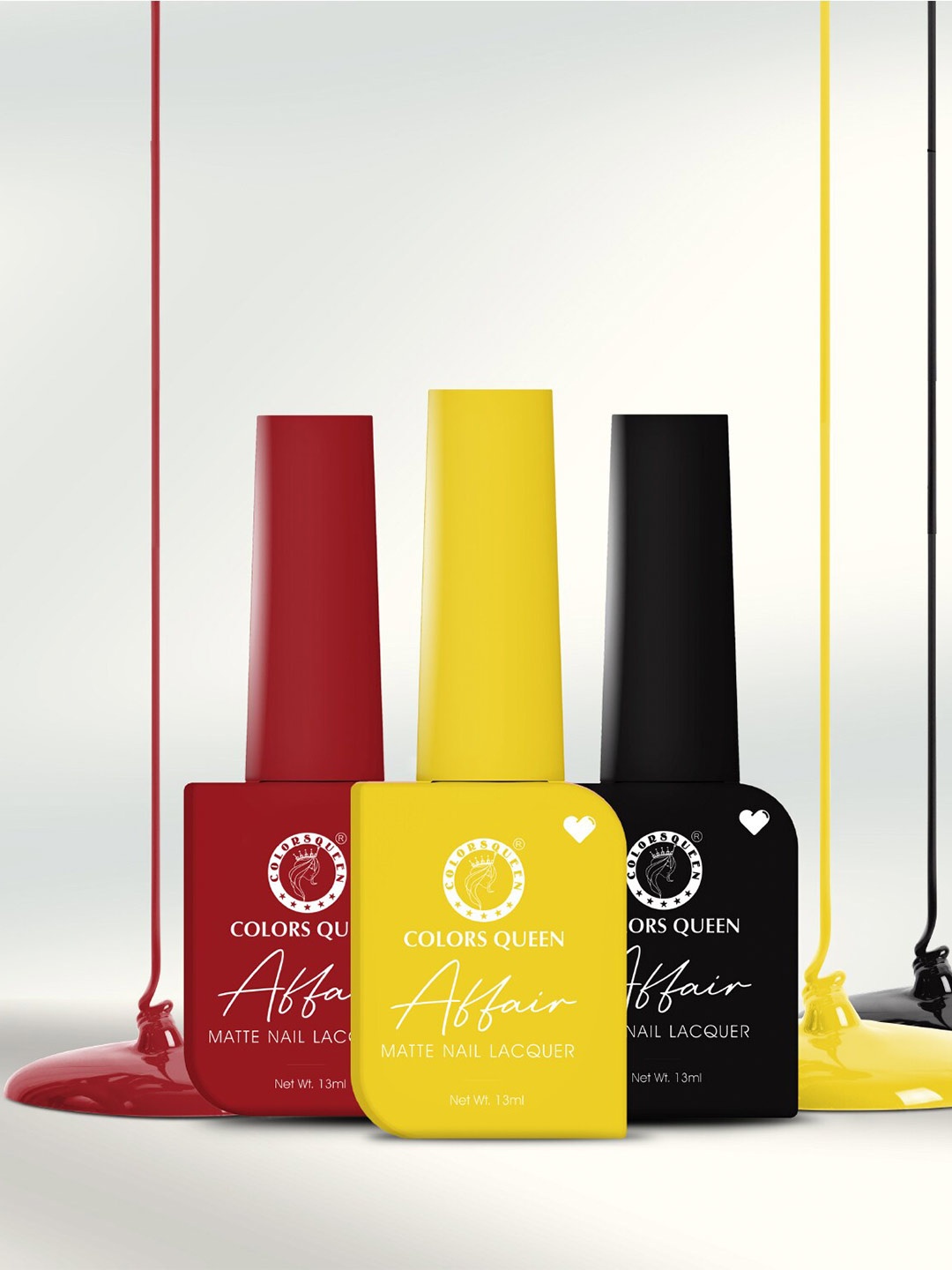 Colors Queen Set of 3 Affair Long Lasting & Chip-Resistant Matte Nail Lacquer - 13 ml each, Maroon
Colors Queen Set of 3 Affair Long Lasting & Chip-Resistant Matte Nail Lacquer - 13 ml each, Maroon