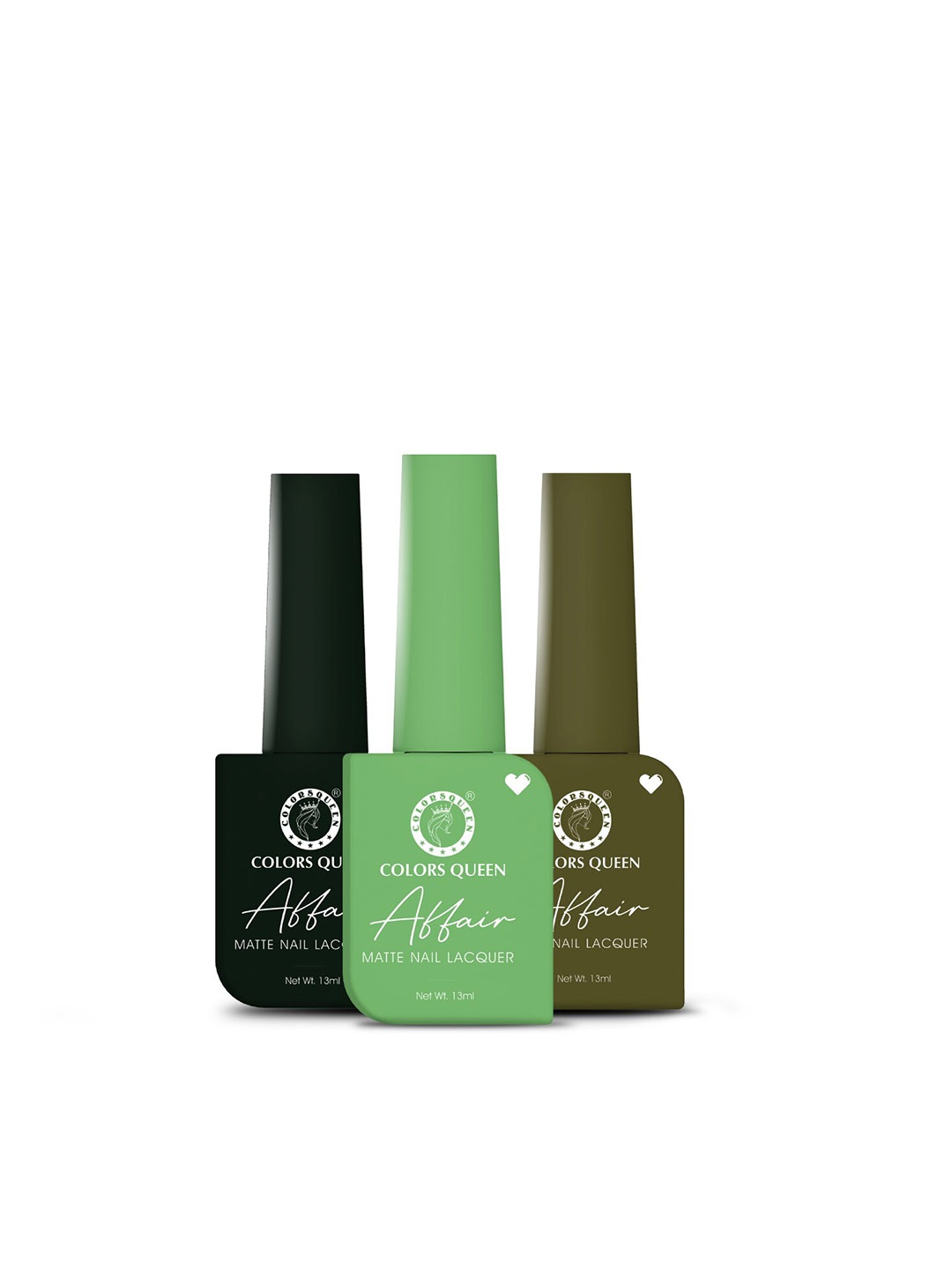 Colors Queen Set of 3 Affair Long Lasting & Chip-Resistant Matte Nail Lacquer - 13 ml each, Black
Colors Queen Set of 3 Affair Long Lasting & Chip-Resistant Matte Nail Lacquer - 13 ml each, Black