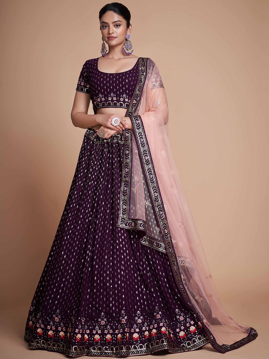 FABPIXEL Embroidered Sequinned Semi-Stitched Lehenga & Unstitched Blouse With Dupatta, Purple
FABPIXEL Embroidered Sequinned Semi-Stitched Lehenga & Unstitched Blouse With Dupatta, Purple