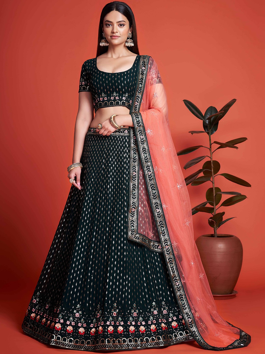 FABPIXEL Embroidered Semi-Stitched Lehenga & Unstitched Blouse With Dupatta, Green
FABPIXEL Embroidered Semi-Stitched Lehenga & Unstitched Blouse With Dupatta, Green
