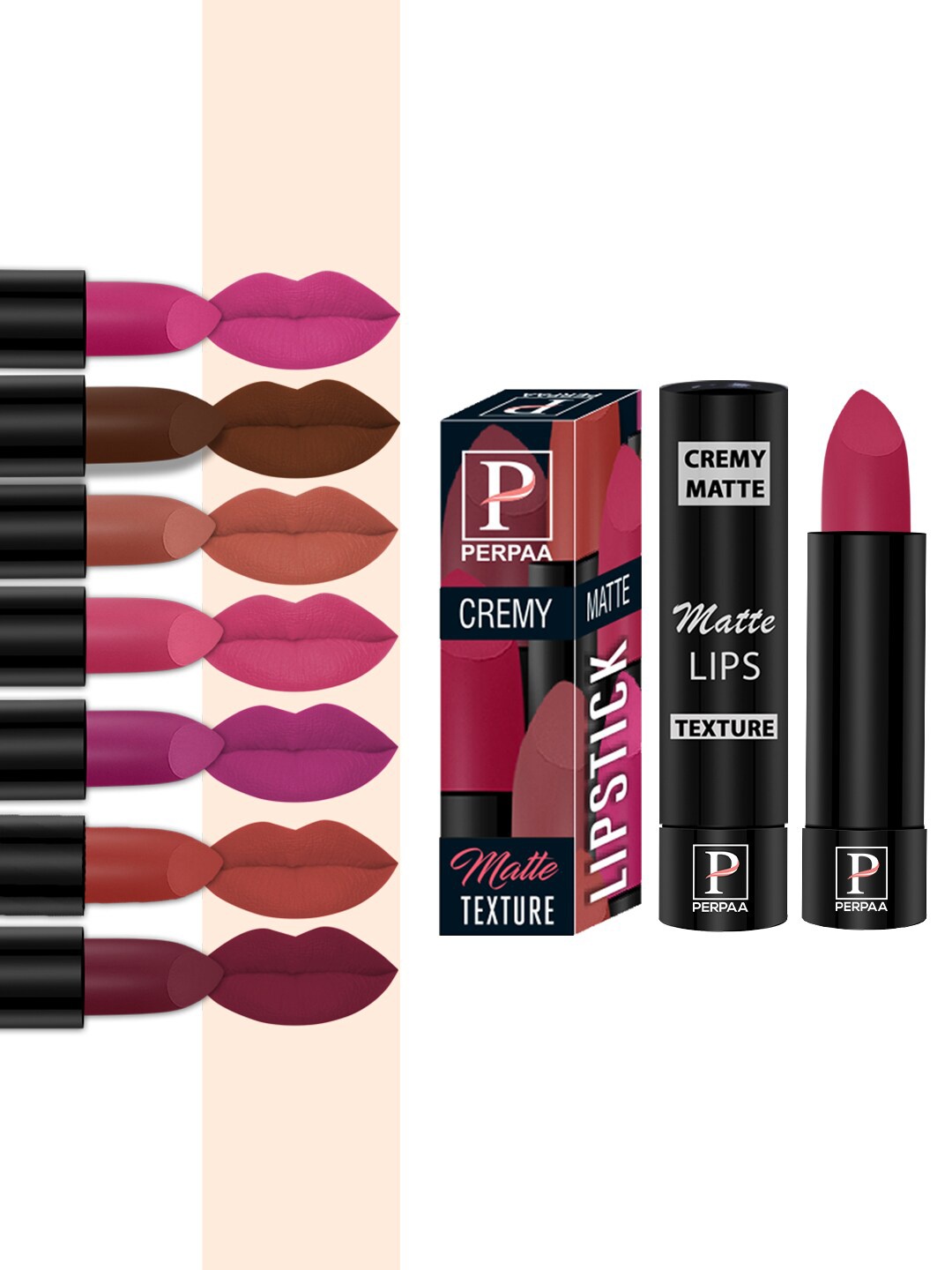 PERPAA Set of 8 Long Lasting Smooth Texture Smudgeproof Cremy Matte Lipstick - 3.5 g each, Multi
PERPAA Set of 8 Long Lasting Smooth Texture Smudgeproof Cremy Matte Lipstick - 3.5 g each, Multi