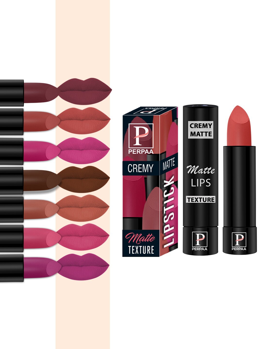 PERPAA Set of 8 Long Lasting Smooth Texture Smudgeproof Cremy Matte Lipstick - 3.5 g each, Multi
PERPAA Set of 8 Long Lasting Smooth Texture Smudgeproof Cremy Matte Lipstick - 3.5 g each, Multi