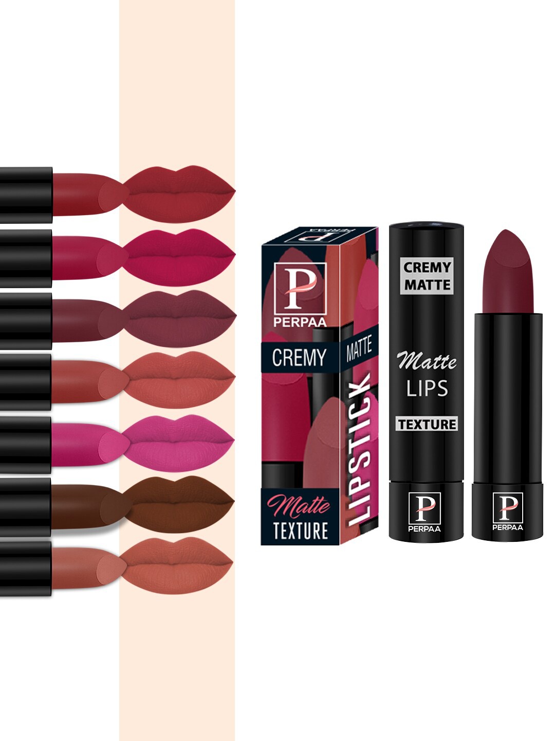 PERPAA Set of 8 Long Lasting Smooth Texture Smudgeproof Cremy Matte Lipstick - 3.5 g each, Multi
PERPAA Set of 8 Long Lasting Smooth Texture Smudgeproof Cremy Matte Lipstick - 3.5 g each, Multi