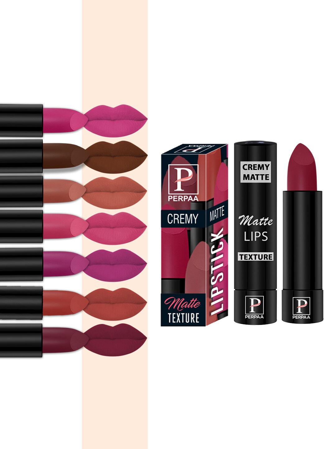 PERPAA Set of 8 Long Lasting Smooth Texture Smudgeproof Cremy Matte Lipstick - 3.5 g each, Multi
PERPAA Set of 8 Long Lasting Smooth Texture Smudgeproof Cremy Matte Lipstick - 3.5 g each, Multi