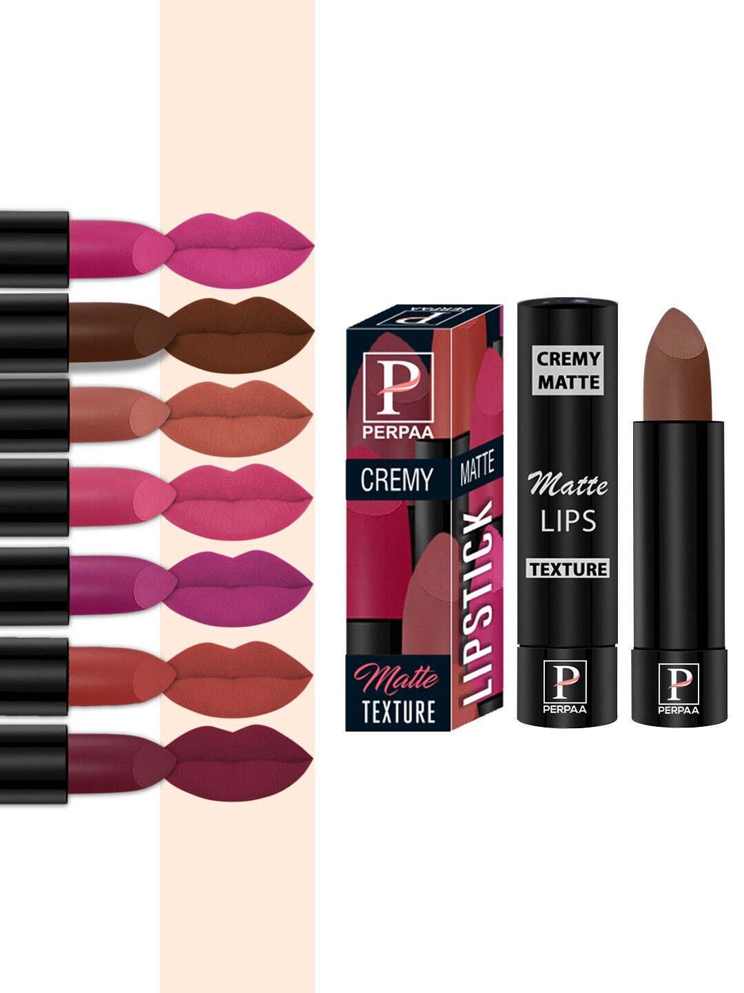 PERPAA Set of 8 Long Lasting Smooth Texture Smudgeproof Cremy Matte Lipstick - 3.5 g each, Multi
PERPAA Set of 8 Long Lasting Smooth Texture Smudgeproof Cremy Matte Lipstick - 3.5 g each, Multi