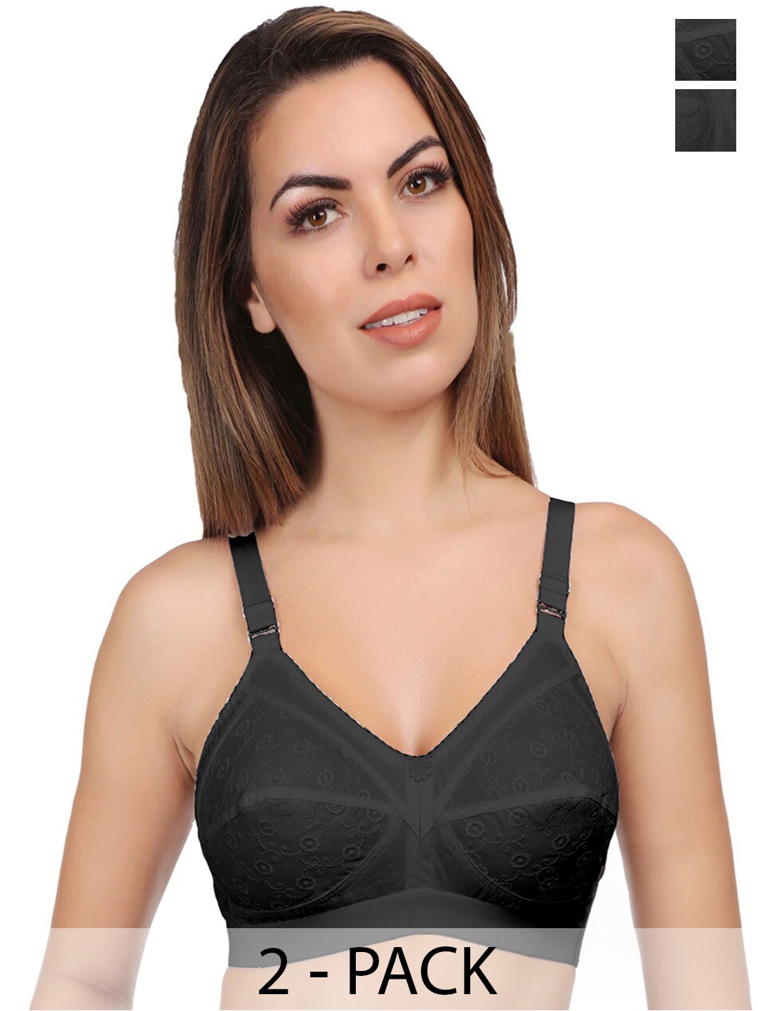 Eve's Beauty Pack Of 2 Floral Self Design Full Coverage Minimizer Bra With All Day Comfort, Black
Eve's Beauty Pack Of 2 Floral Self Design Full Coverage Minimizer Bra With All Day Comfort, Black