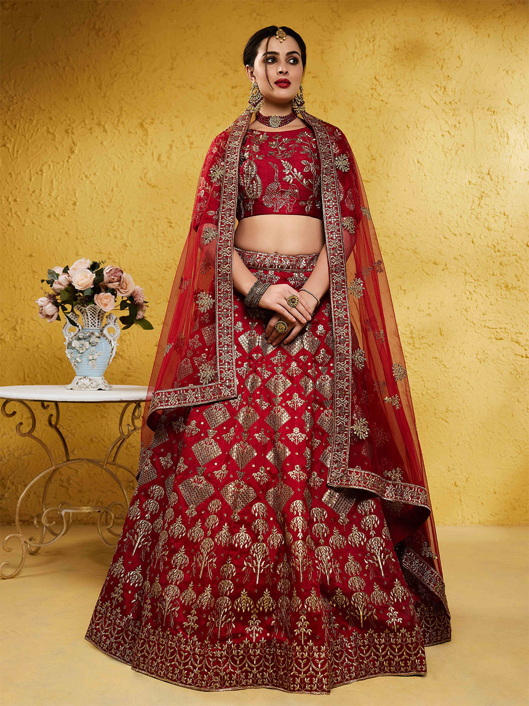 FABPIXEL Embroidered Sequinned Semi-Stitched Lehenga & Unstitched Blouse With Dupatta, Red
FABPIXEL Embroidered Sequinned Semi-Stitched Lehenga & Unstitched Blouse With Dupatta, Red