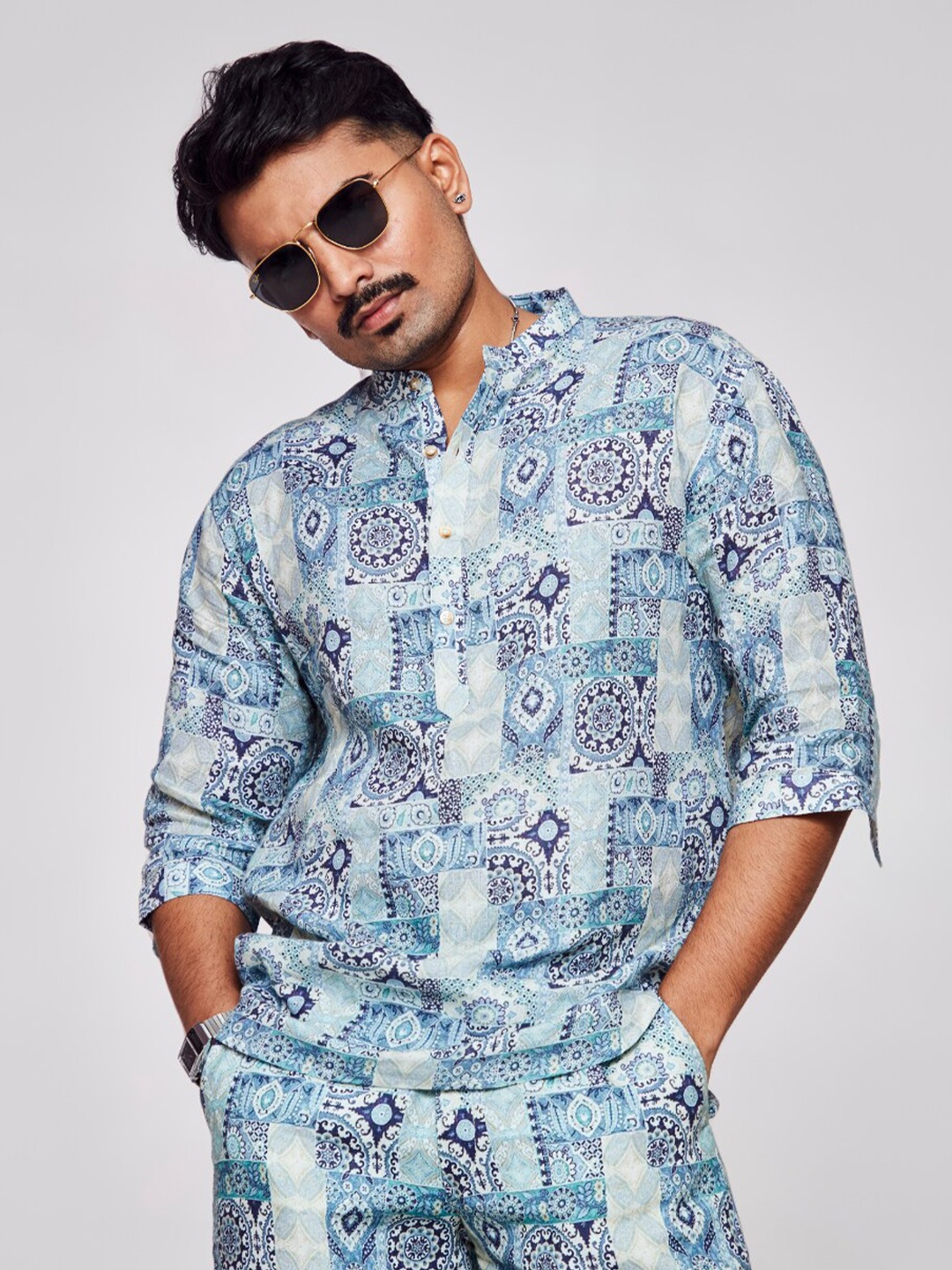 ADDY'S for men Comfort Ethinic Motif Printed Band Collar Semi Sheer Linen Casual Shirt, White
ADDY'S for men Comfort Ethinic Motif Printed Band Collar Semi Sheer Linen Casual Shirt, White