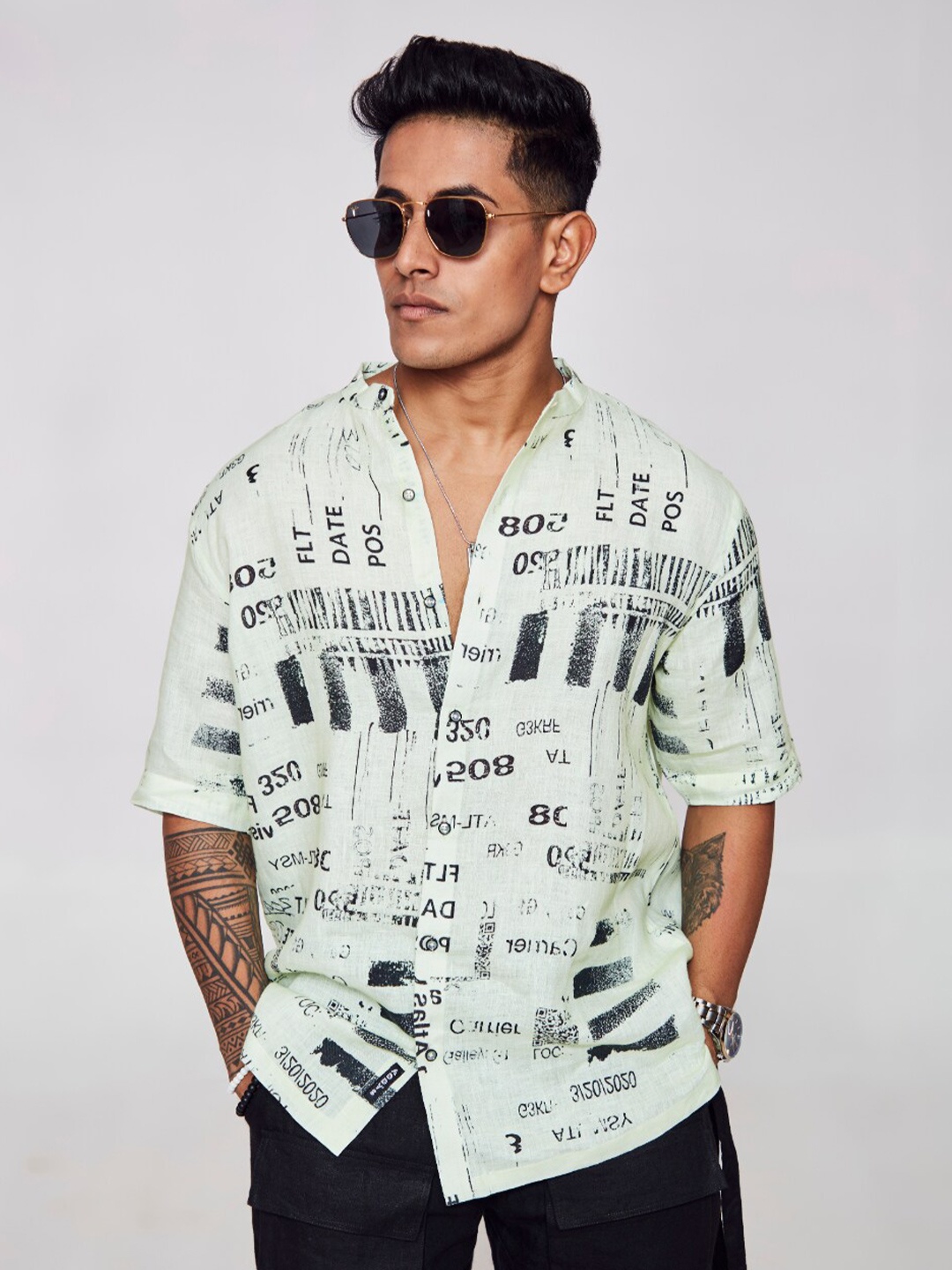 ADDY'S for men Typography Printed Band Collar Comfort Semi Sheer Linen Casual Shirt, Off white
ADDY'S for men Typography Printed Band Collar Comfort Semi Sheer Linen Casual Shirt, Off white