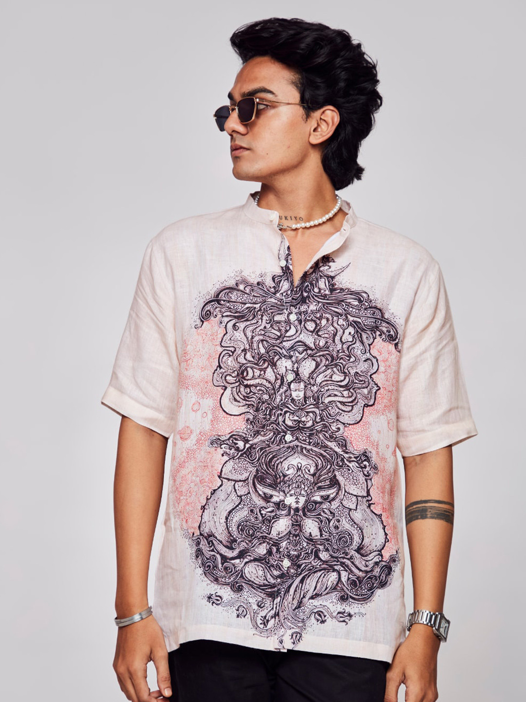 ADDY'S for men Comfort Graphic Printed Band Collar Semi Sheer Pure Linen Casual Shirt, Peach
ADDY'S for men Comfort Graphic Printed Band Collar Semi Sheer Pure Linen Casual Shirt, Peach