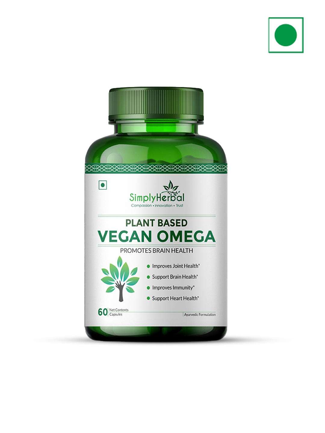 Simply Herbal Vegan Omega 3 Capsules with Flaxseed Extract 500 mg - 60 Capsules, Green
Simply Herbal Vegan Omega 3 Capsules with Flaxseed Extract 500 mg - 60 Capsules, Green