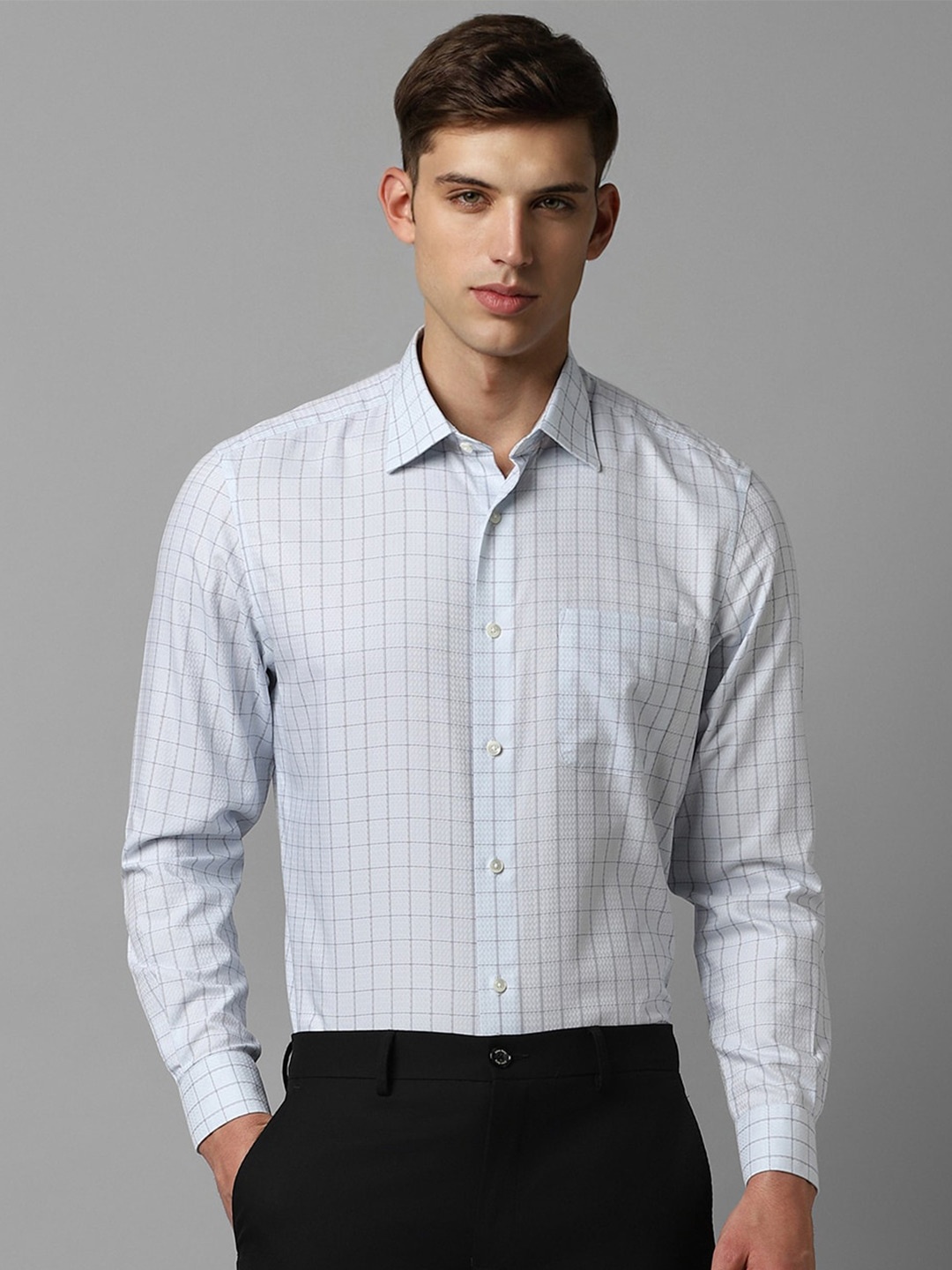 Louis Philippe Classic Grid Tattersall Checks Spread Collar Cotton Formal Shirt, Blue
Louis Philippe Classic Grid Tattersall Checks Spread Collar Cotton Formal Shirt, Blue