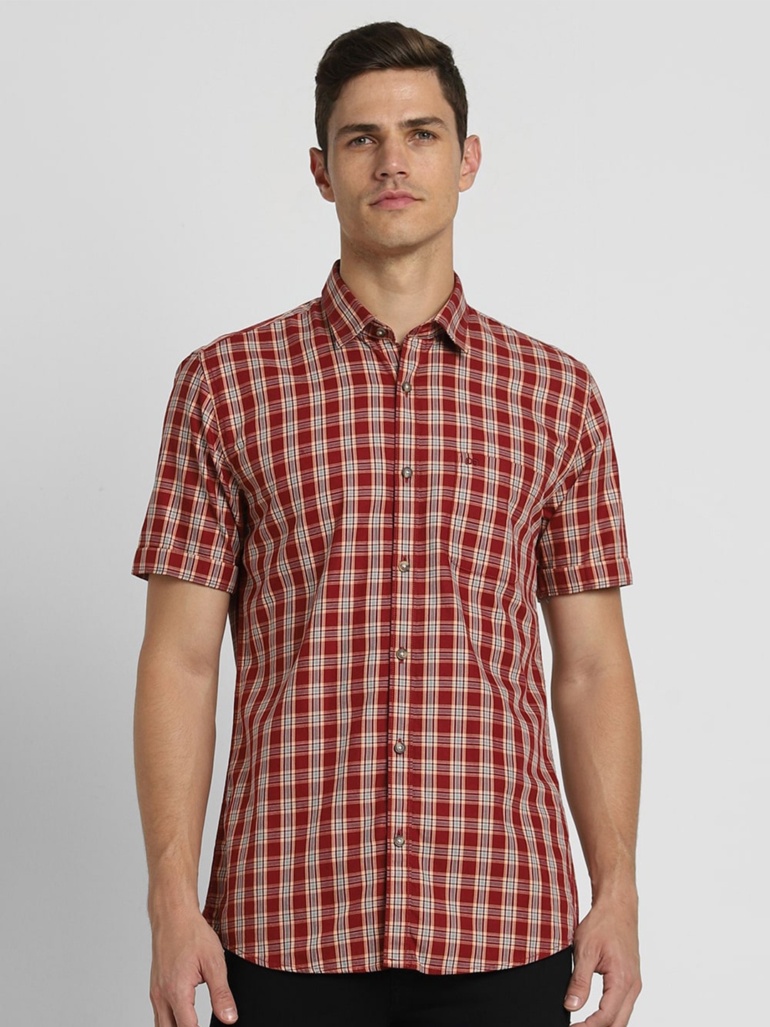 Peter England Casuals Slim Fit Tartan Checks Spread Collar Cotton Casual Shirt, Red
Peter England Casuals Slim Fit Tartan Checks Spread Collar Cotton Casual Shirt, Red