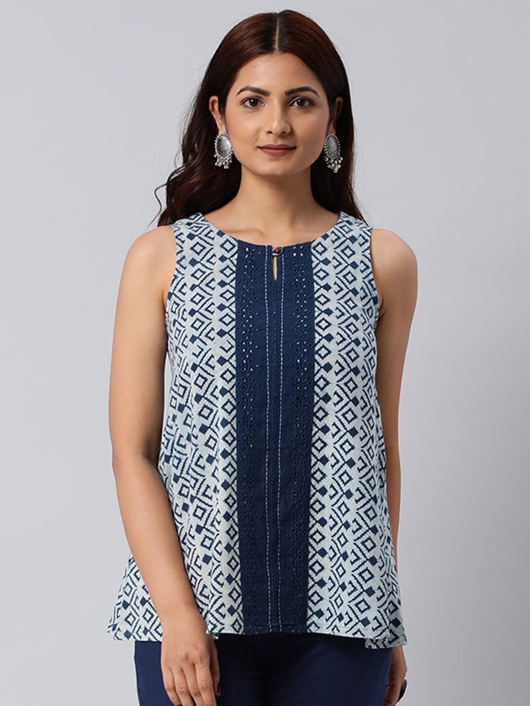 KAMI KUBI Blue Print Cotton Top