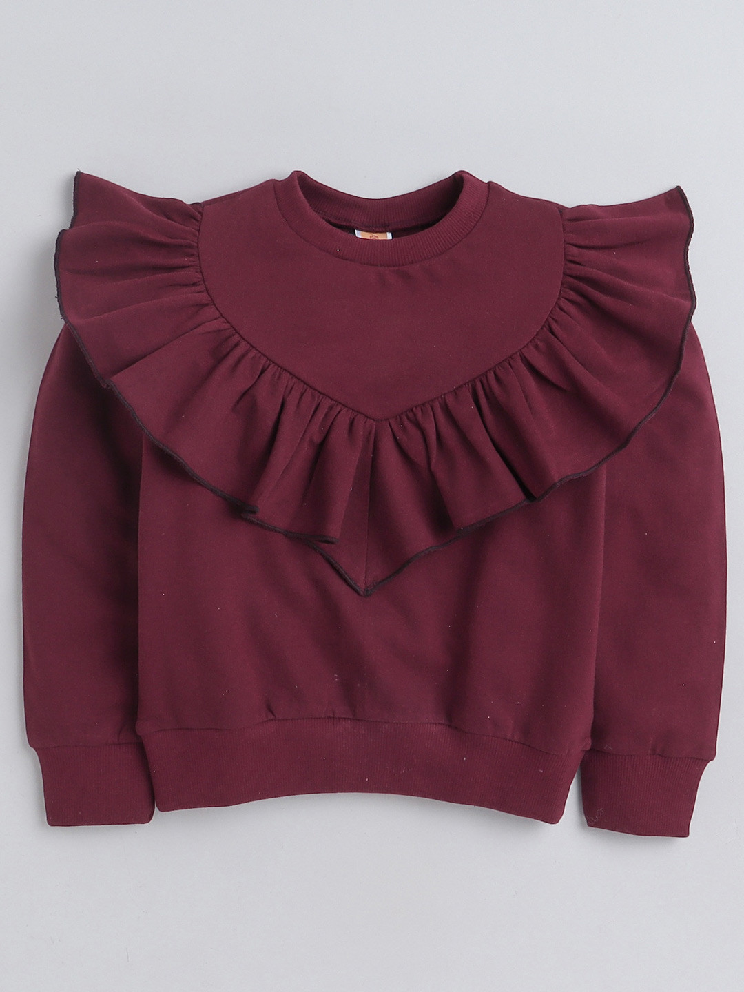 AWW HUNNIE Girls Ruffled Cotton Pullover Sweatshirt, Maroon 
AWW HUNNIE Girls Ruffled Cotton Pullover Sweatshirt, Maroon