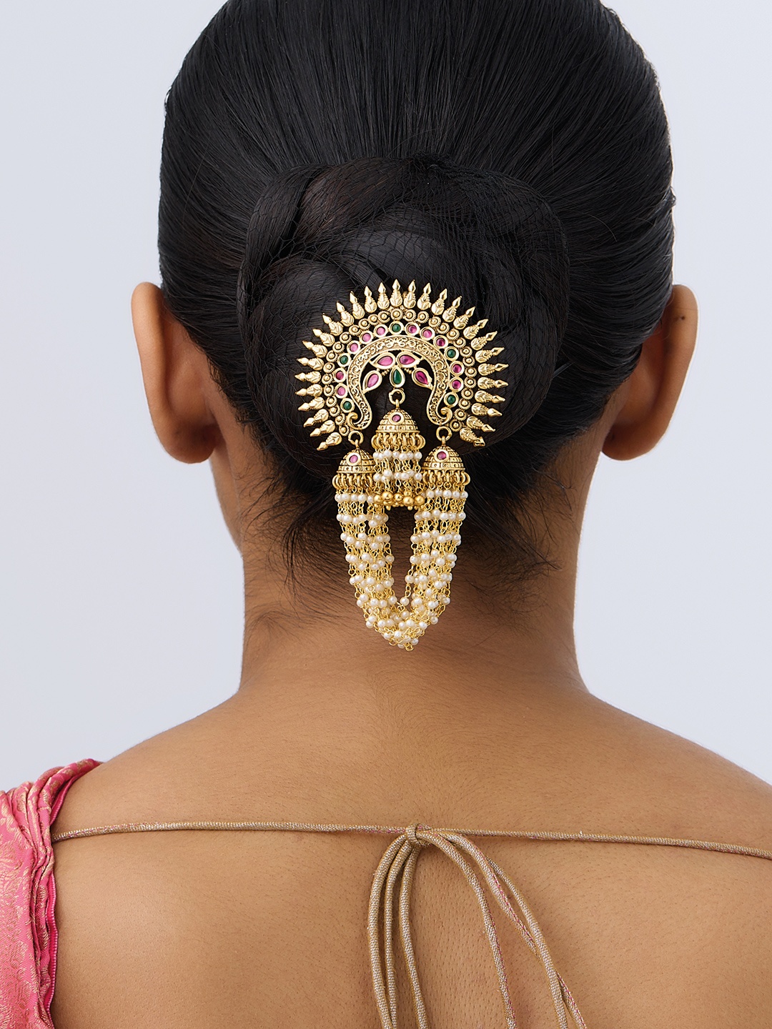 Kushal's Fashion Jewellery Gold-Plated Stone-Studded & Beaded Ethnic Antique Hair Brooch
Kushal's Fashion Jewellery Gold-Plated Stone-Studded & Beaded Ethnic Antique Hair Brooch