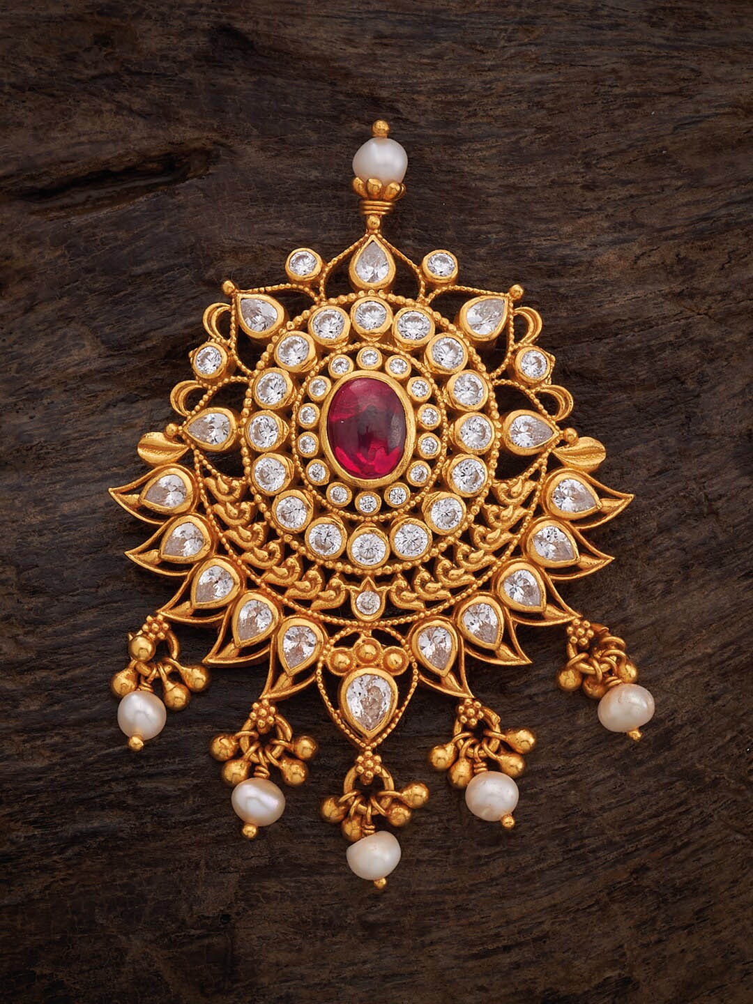 Kushal's Fashion Jewellery 92.5 Sterling Silver Gold-Plated Stone-Studded Temple Pendant, Red
Kushal's Fashion Jewellery 92.5 Sterling Silver Gold-Plated Stone-Studded Temple Pendant, Red