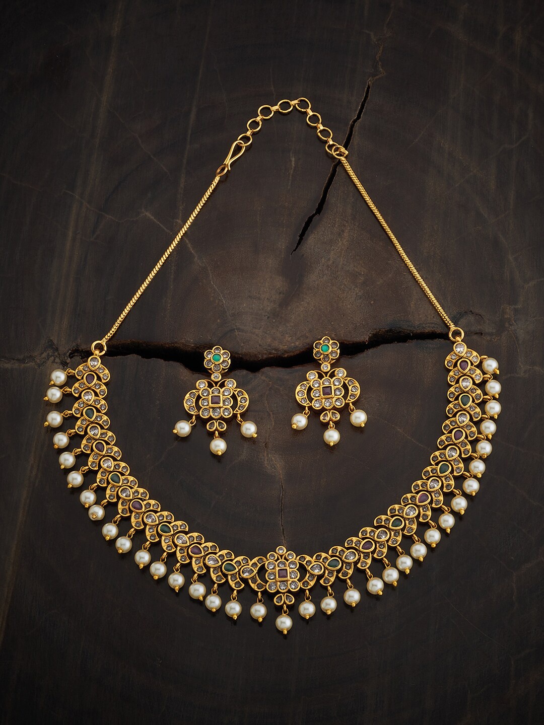 Kushal's Fashion Jewellery Gold-Plated Stones-Studded & Beaded Antique Jewellery Set
Kushal's Fashion Jewellery Gold-Plated Stones-Studded & Beaded Antique Jewellery Set