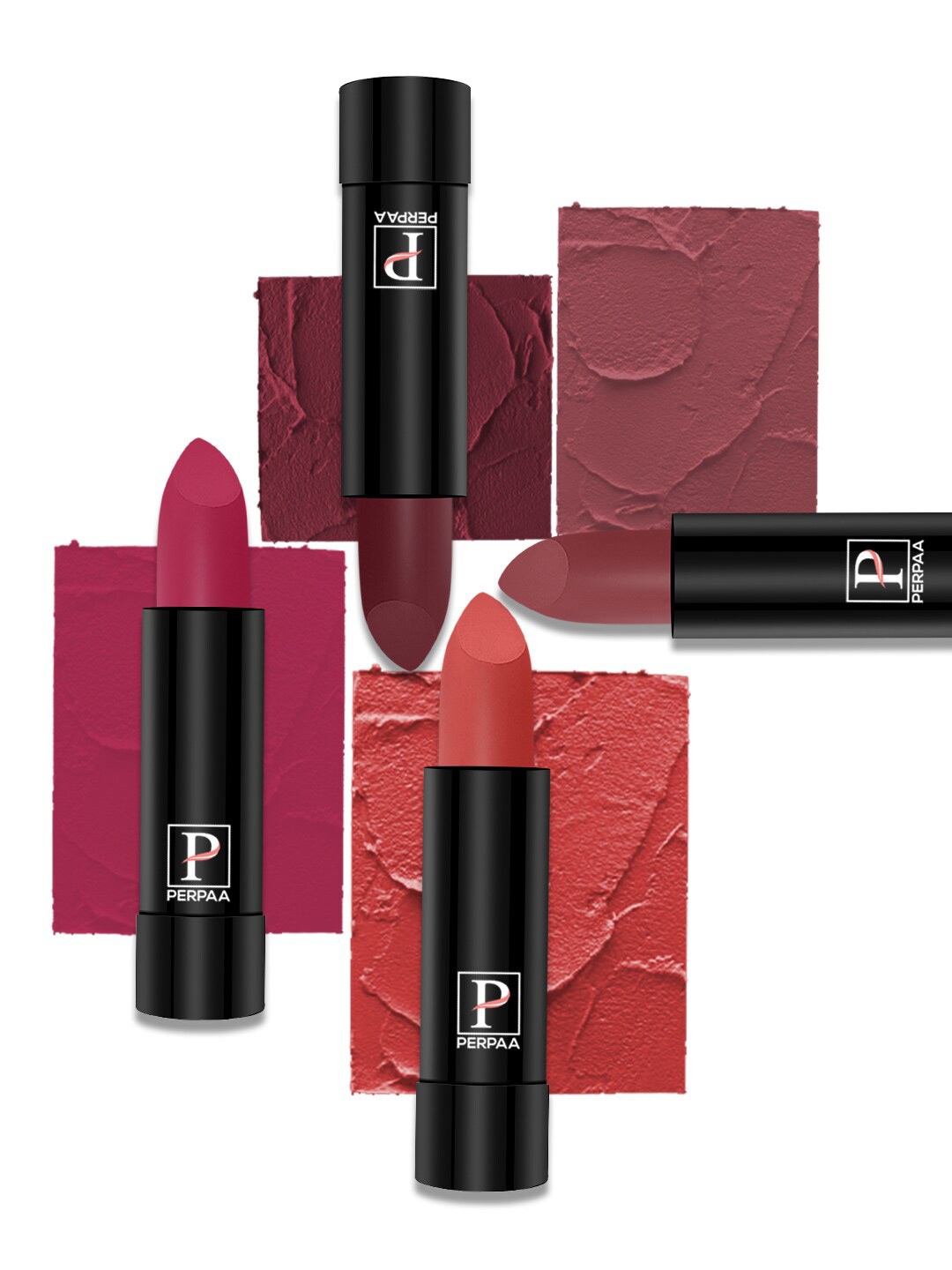 PERPAA Set of 4 Creamy Matte Long Lasting Lipstick With Beeswax- Shades 92 + 93 + 95 + 110, Pink
PERPAA Set of 4 Creamy Matte Long Lasting Lipstick With Beeswax- Shades 92 + 93 + 95 + 110, Pink