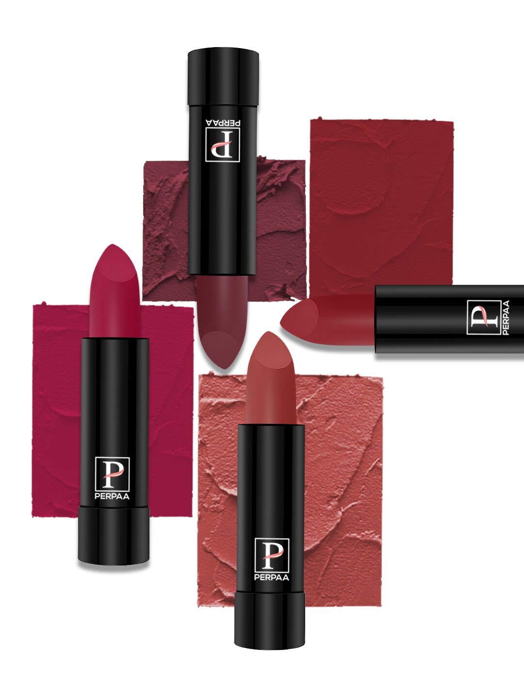 PERPAA Set of 4 Creamy Matte Long Lasting Lipstick With Beeswax- Shades 73 + 80 + 84 + 96, Pink
PERPAA Set of 4 Creamy Matte Long Lasting Lipstick With Beeswax- Shades 73 + 80 + 84 + 96, Pink