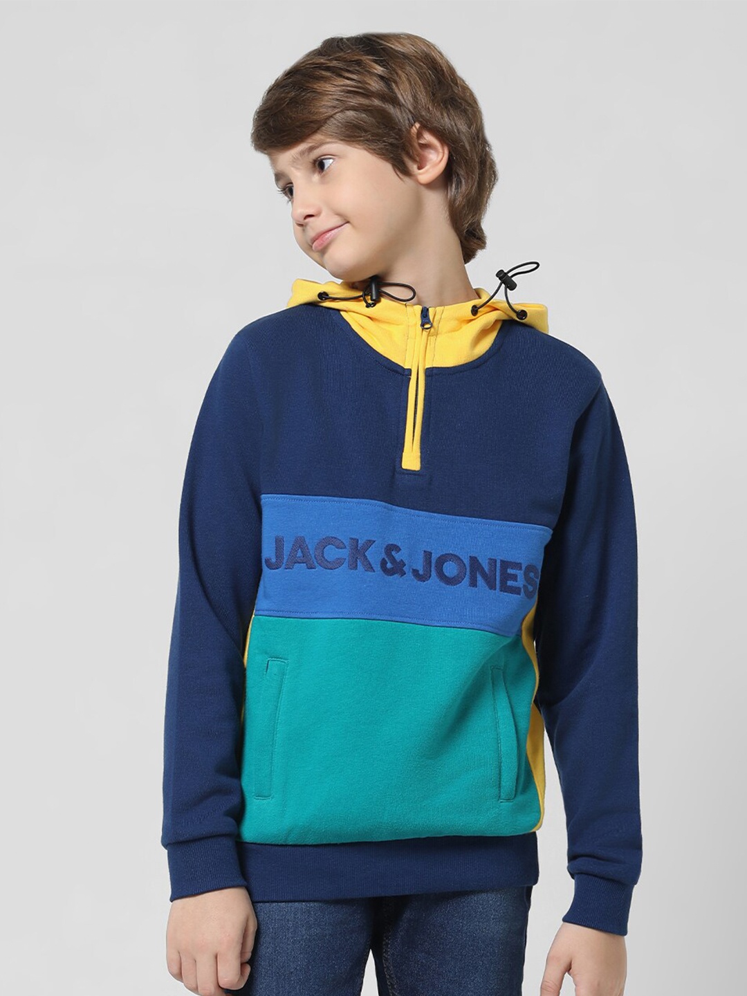 Jack & Jones Junior Boys Colourblocked Hooded Cotton Pullover Sweatshirt, Blue
Jack & Jones Junior Boys Colourblocked Hooded Cotton Pullover Sweatshirt, Blue