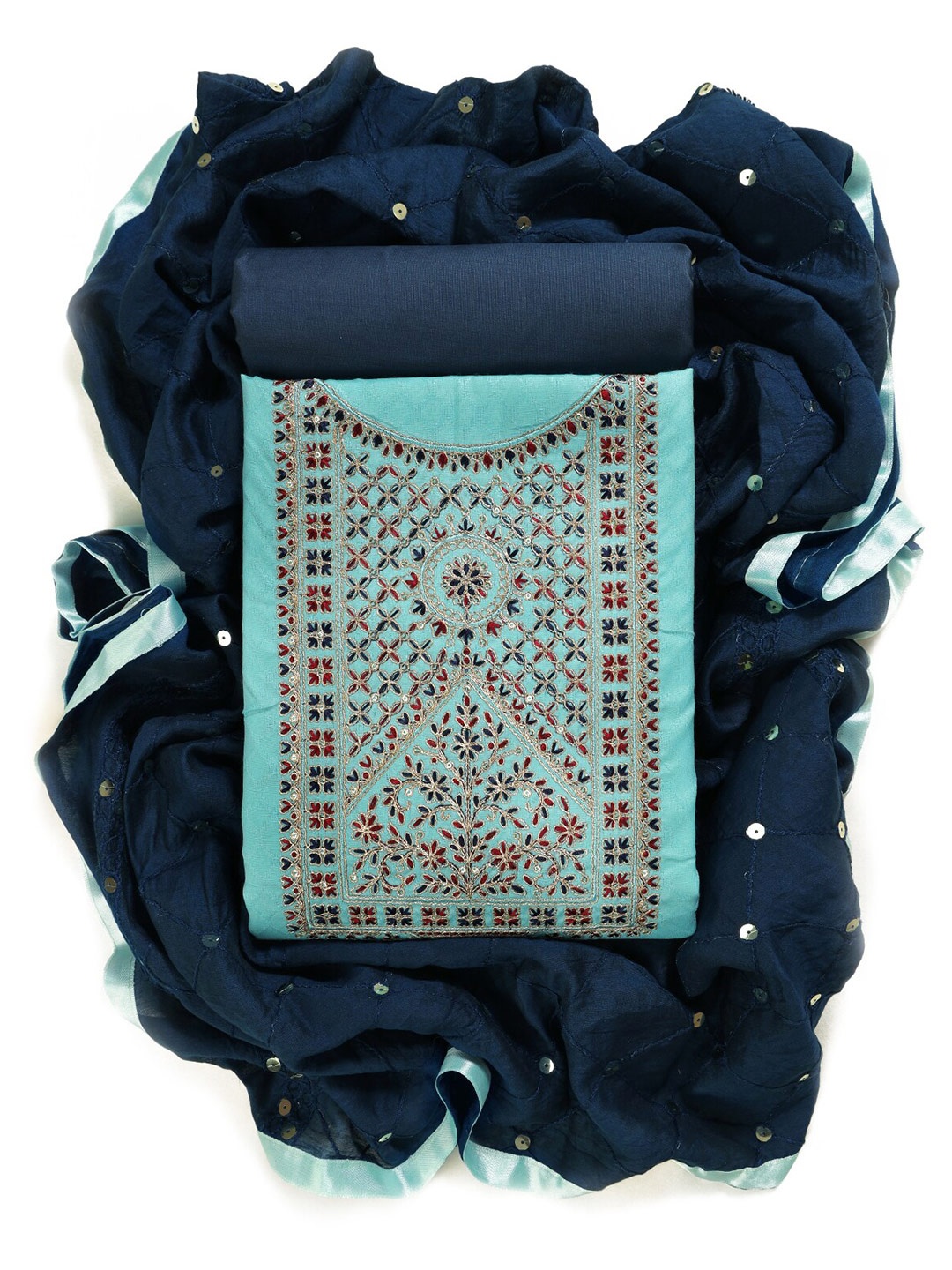 Sun Fashion And Lifestyle Ethnic Motifs Embroidered Sequinned Unstitched Dress Material, Turquoise blue
Sun Fashion And Lifestyle Ethnic Motifs Embroidered Sequinned Unstitched Dress Material, Turquoise blue