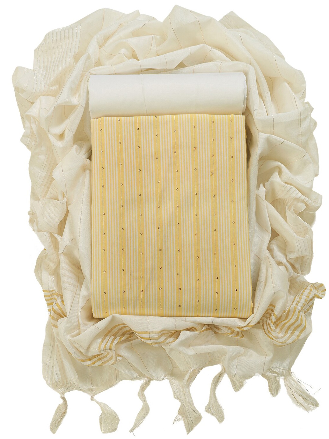 Sun Fashion And Lifestyle Striped Embroidered Sequinned Unstitched Dress Material, Yellow
Sun Fashion And Lifestyle Striped Embroidered Sequinned Unstitched Dress Material, Yellow