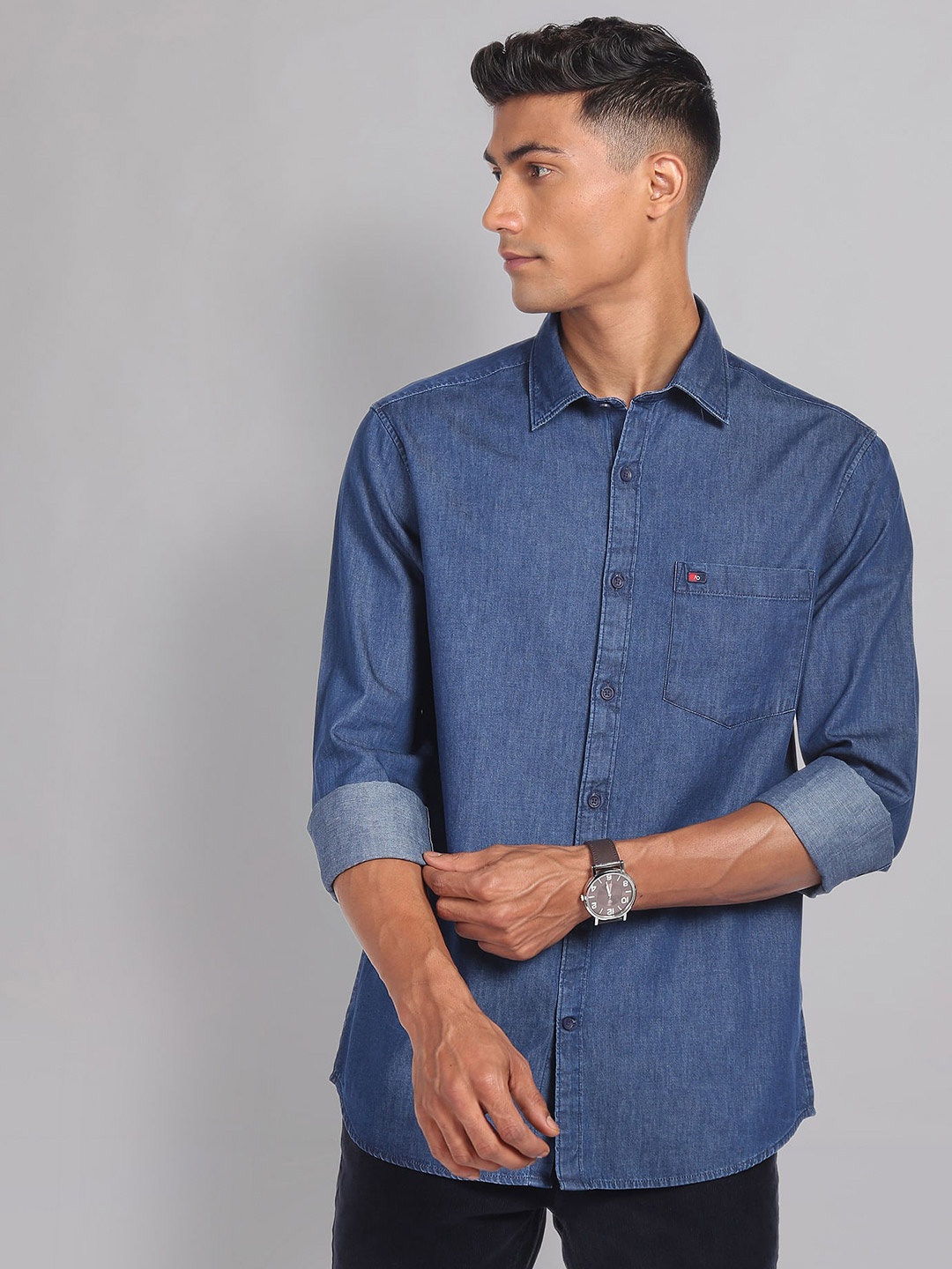 AD By Arvind Slim Fit Twill Spread Collar Long Sleeves Cotton Casual Shirt, Navy blue
AD By Arvind Slim Fit Twill Spread Collar Long Sleeves Cotton Casual Shirt, Navy blue