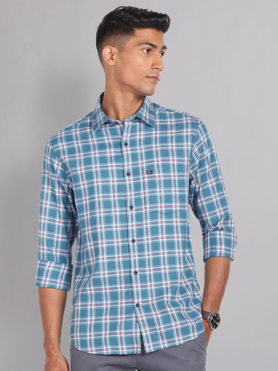 AD By Arvind Slim Fit Tartan Checks Twill Spread Collar Long Sleeves Cotton Casual Shirt, Teal
AD By Arvind Slim Fit Tartan Checks Twill Spread Collar Long Sleeves Cotton Casual Shirt, Teal