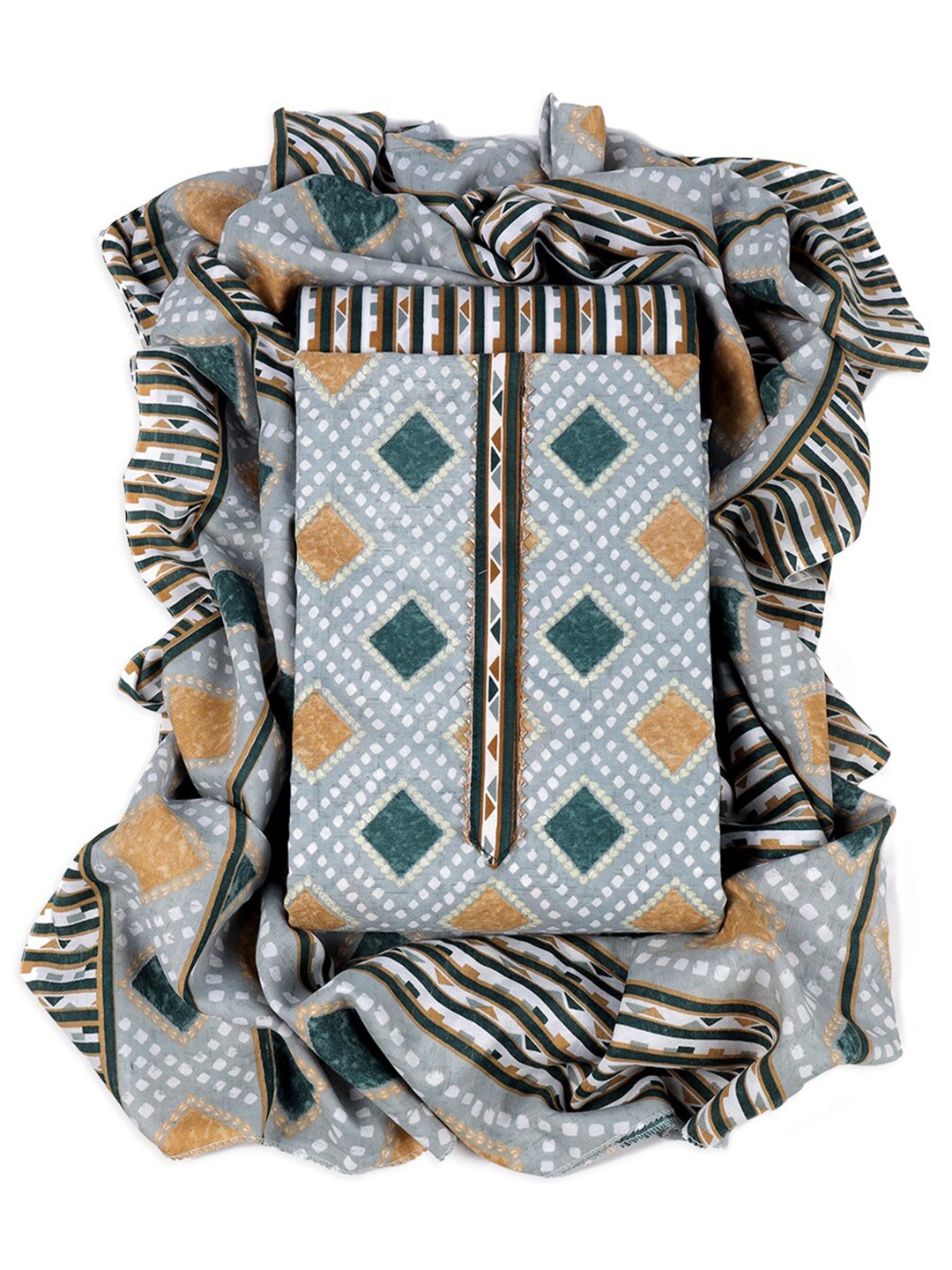 Sun Fashion And Lifestyle Ethnic Motifs Printed Gotta Patti Unstitched Dress Material, Green
Sun Fashion And Lifestyle Ethnic Motifs Printed Gotta Patti Unstitched Dress Material, Green