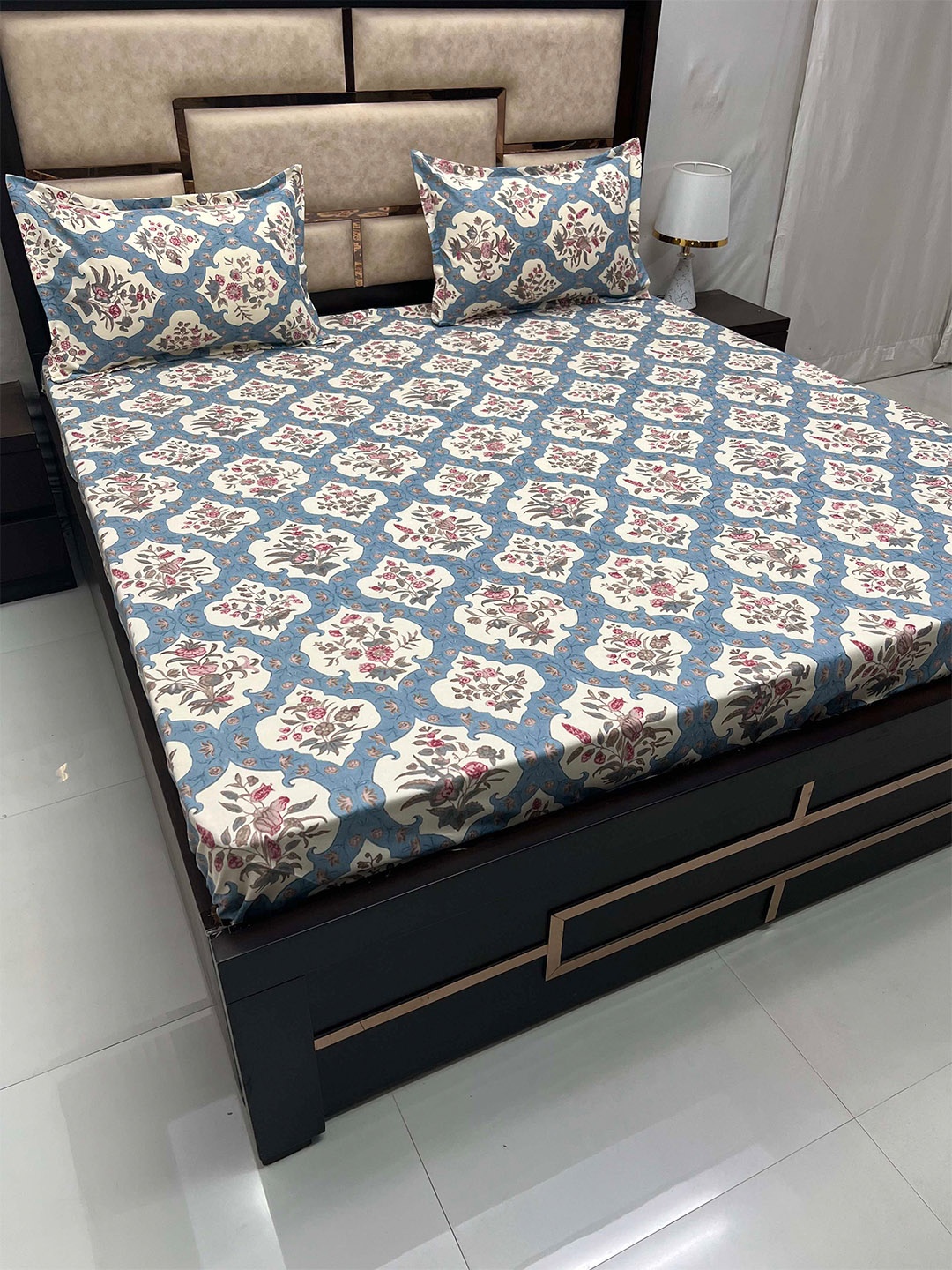 Pure Decor Amulya Blue & Cream Floral 300 TC Queen Bedsheet With 2 Pillow Covers
Pure Decor Amulya Blue & Cream Floral 300 TC Queen Bedsheet With 2 Pillow Covers