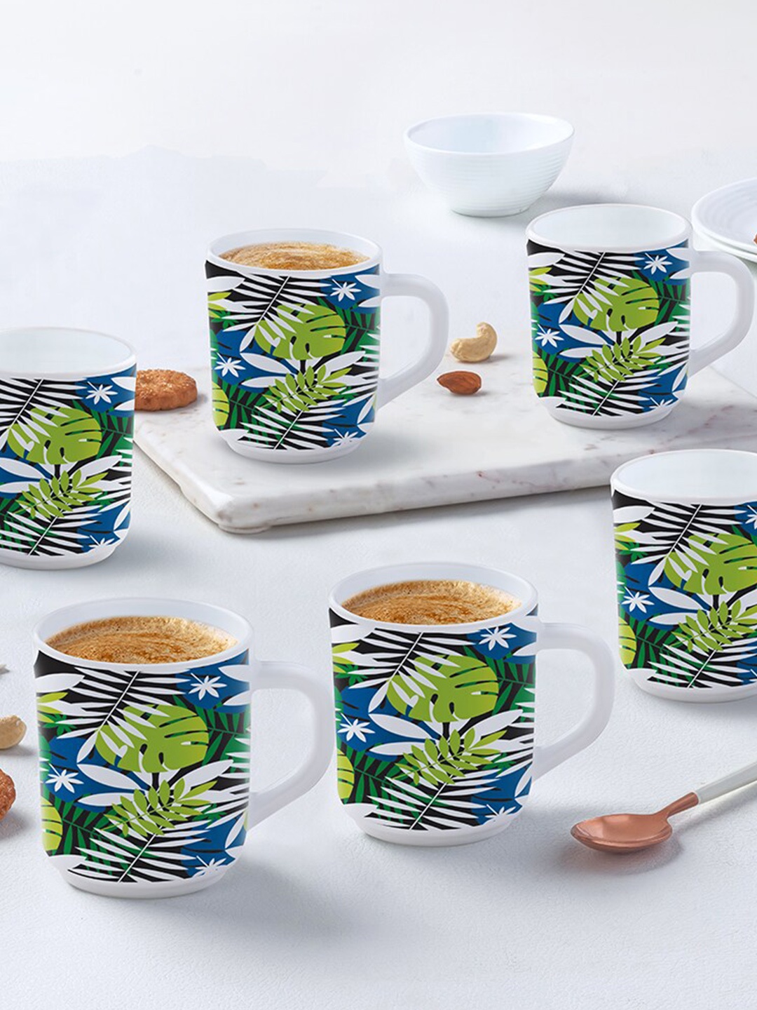 Larah by BOROSIL White & Green 6 Pcs Floral Printed Opalware Matte Mugs-250 ML Each
Larah by BOROSIL White & Green 6 Pcs Floral Printed Opalware Matte Mugs-250 ML Each