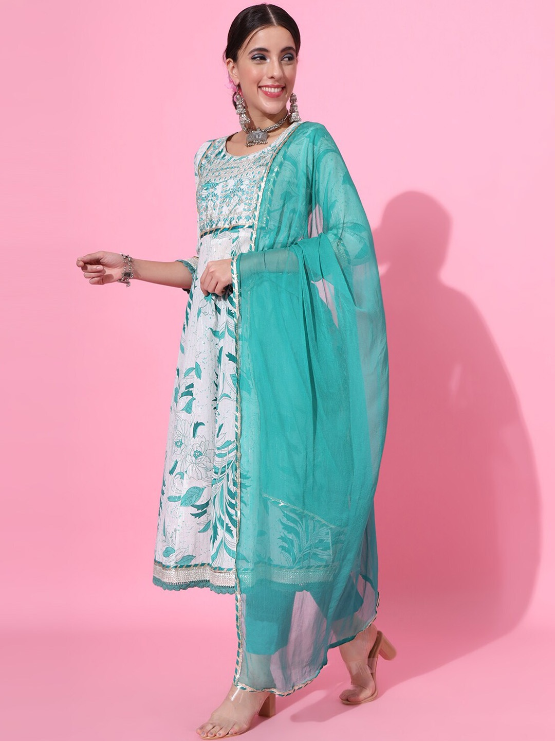 JAIPUR PRIME Floral Printed Empire Pure Cotton Kurta With Trousers & Dupatta, Green
JAIPUR PRIME Floral Printed Empire Pure Cotton Kurta With Trousers & Dupatta, Green
