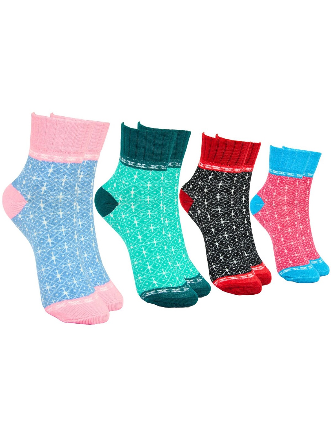 BAESD Pack Of 4 Cotton Ankle-Length Socks, Pink