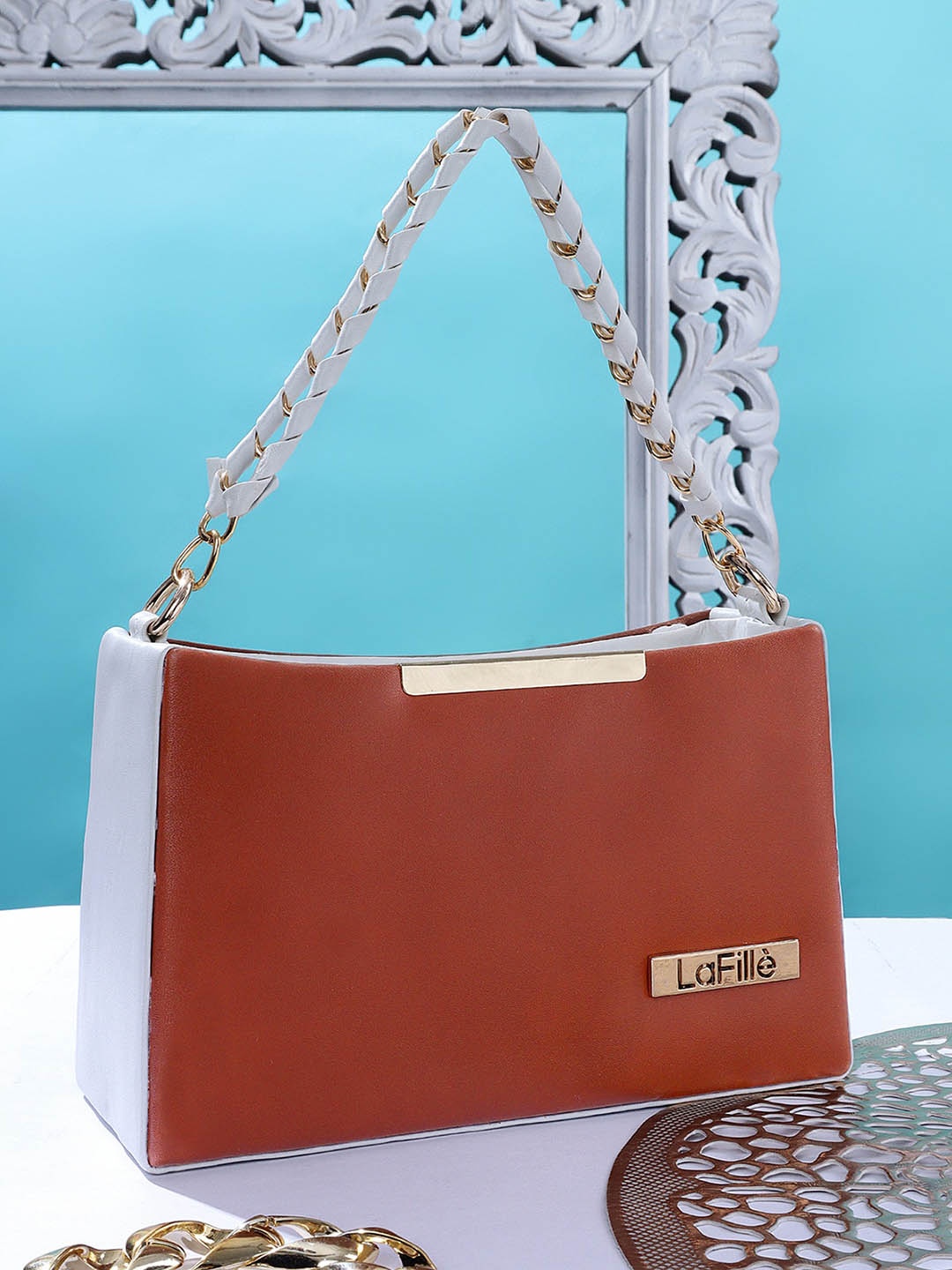 LaFille Structured Handheld Bag, Tan