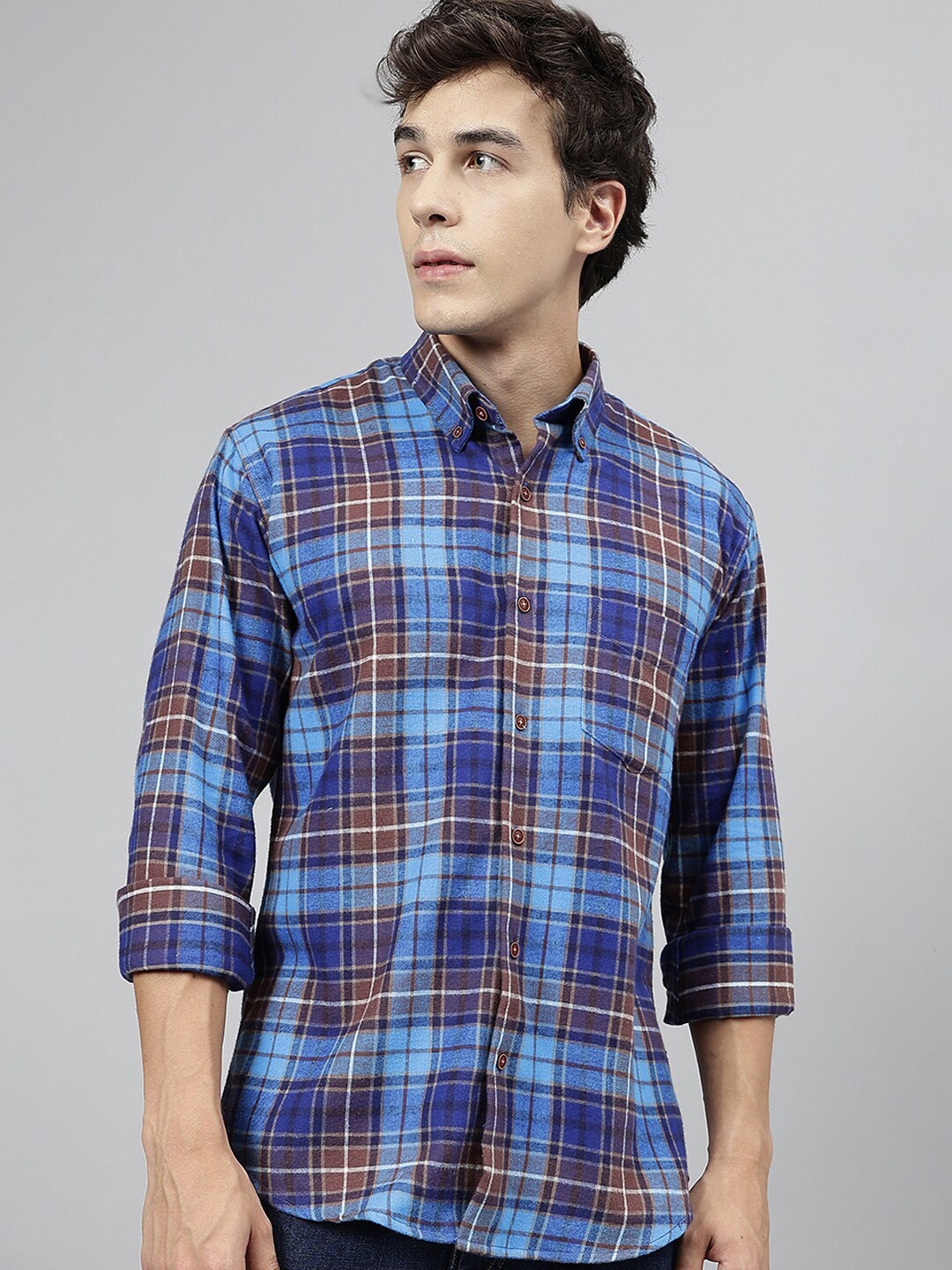 Hancock Standard Slim Fit Plaided Flannel Checked Button Down Collar Twill Cotton Shirt, Blue
Hancock Standard Slim Fit Plaided Flannel Checked Button Down Collar Twill Cotton Shirt, Blue