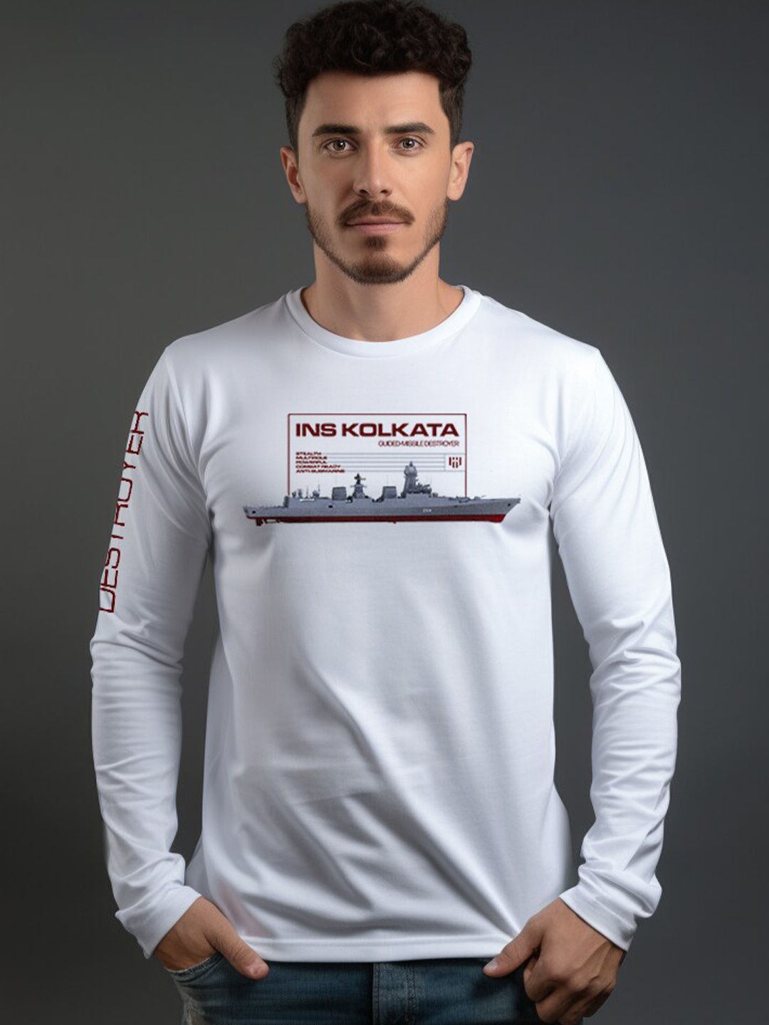 Aero Armour Unisex Graphic Printed Round Neck Long Sleeves Cotton Regular T-shirt, White
Aero Armour Unisex Graphic Printed Round Neck Long Sleeves Cotton Regular T-shirt, White