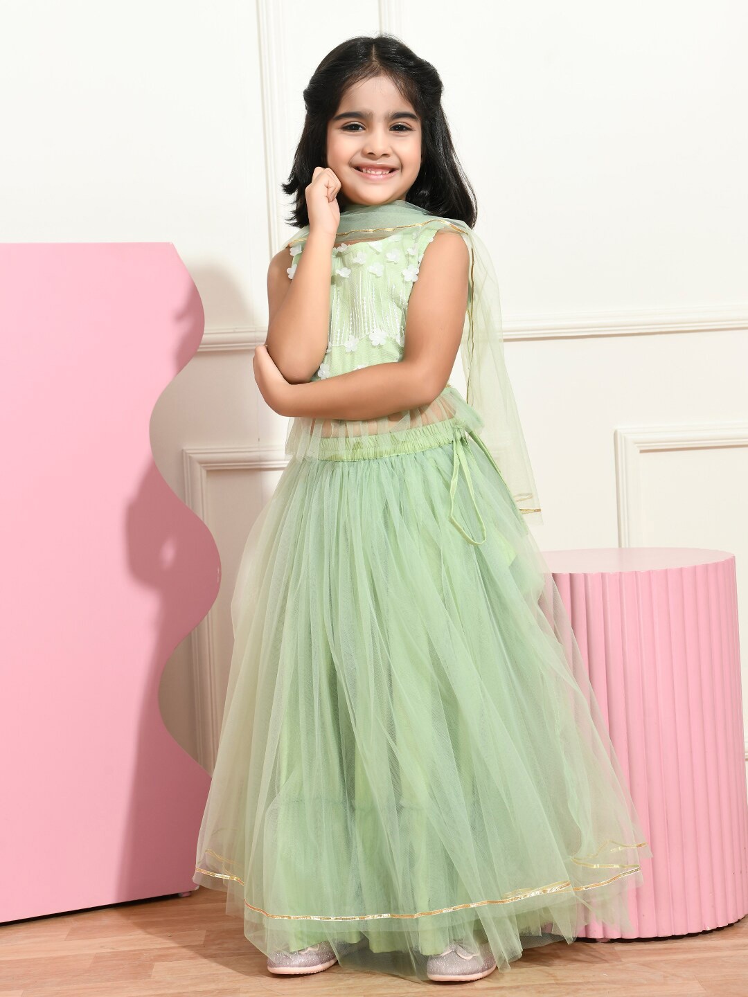 Bella Moda Girls Embroidered Thread Work Ready to Wear Lehenga & Blouse With Dupatta, Green
Bella Moda Girls Embroidered Thread Work Ready to Wear Lehenga & Blouse With Dupatta, Green