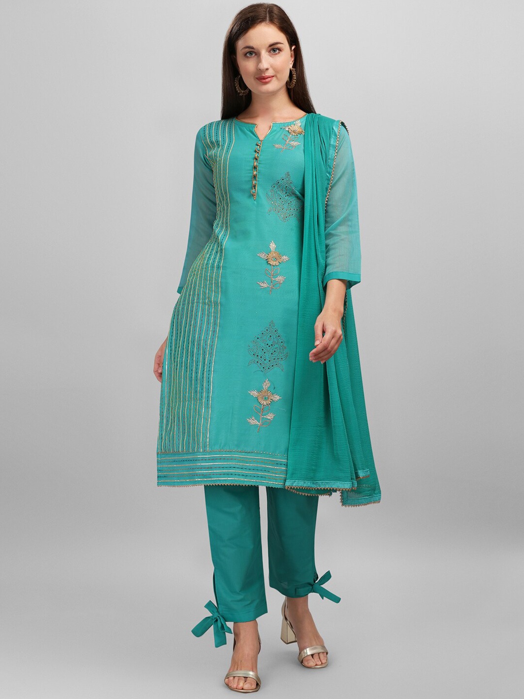 DIVASTRI Floral Embroidered Beads and Stones Unstitched Dress Material, Turquoise blue
DIVASTRI Floral Embroidered Beads and Stones Unstitched Dress Material, Turquoise blue