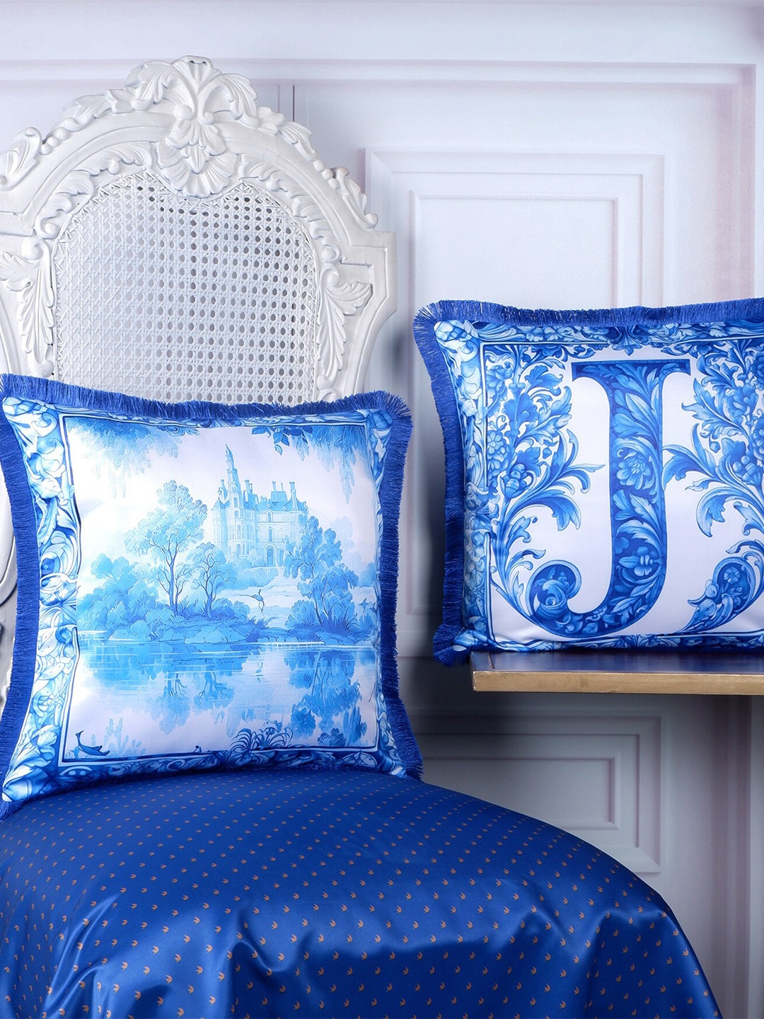 THE WHITE INK DECOR Indigo Story Blue & White 2 Pcs Floral Satin Square Cushion Covers
THE WHITE INK DECOR Indigo Story Blue & White 2 Pcs Floral Satin Square Cushion Covers