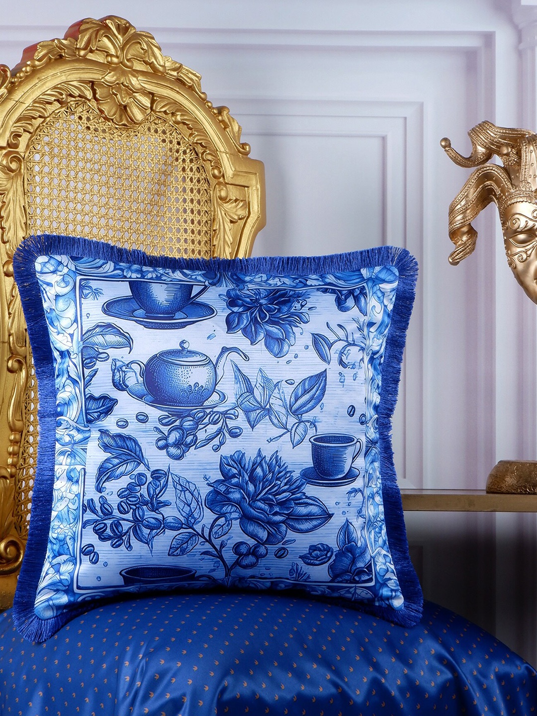 THE WHITE INK DECOR Indigo Story Blue & White Ethnic Motifs Satin Square Cushion Cover
THE WHITE INK DECOR Indigo Story Blue & White Ethnic Motifs Satin Square Cushion Cover