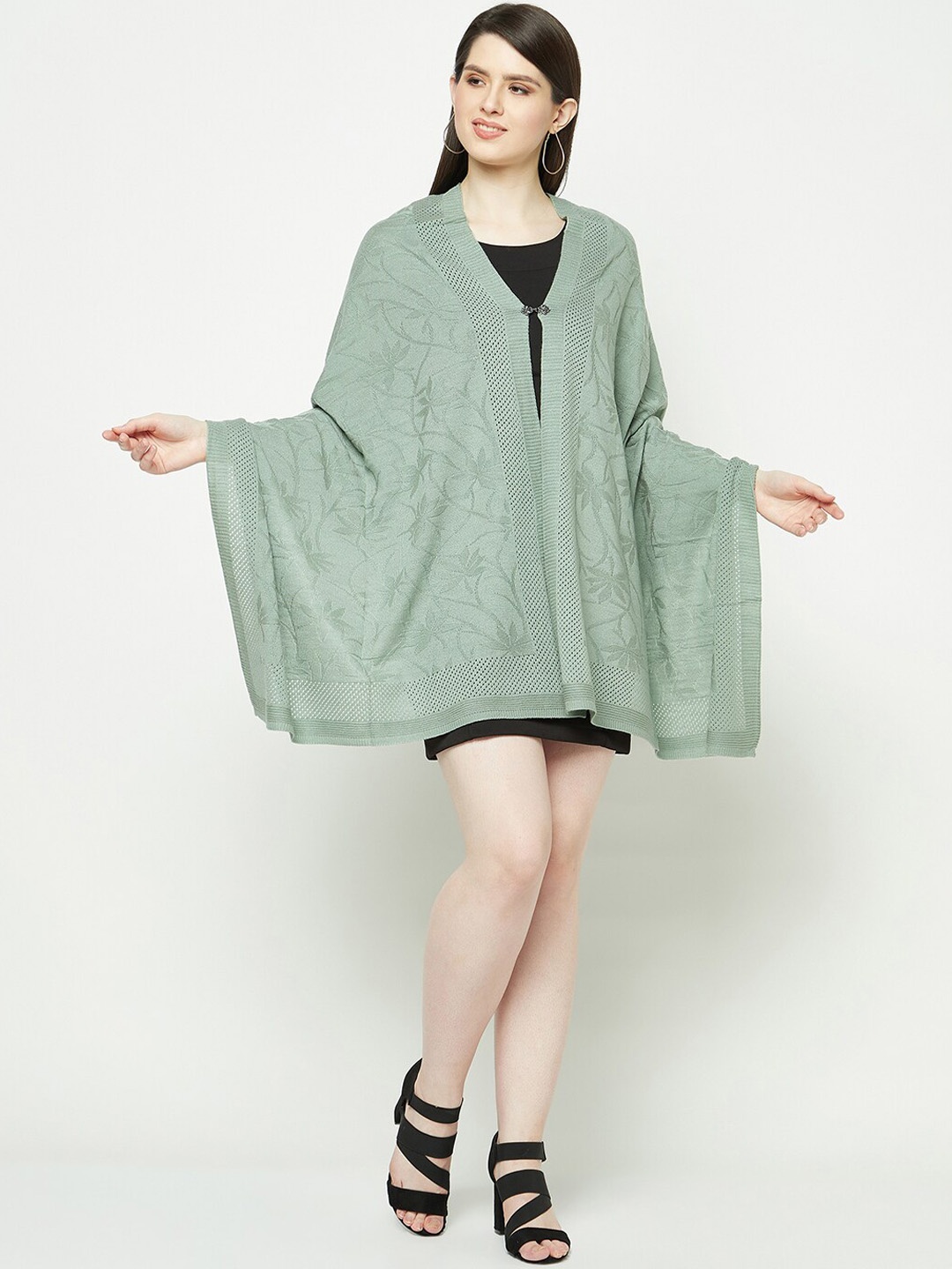 Knitstudio Ethnic Motif Knitted Stole, Green