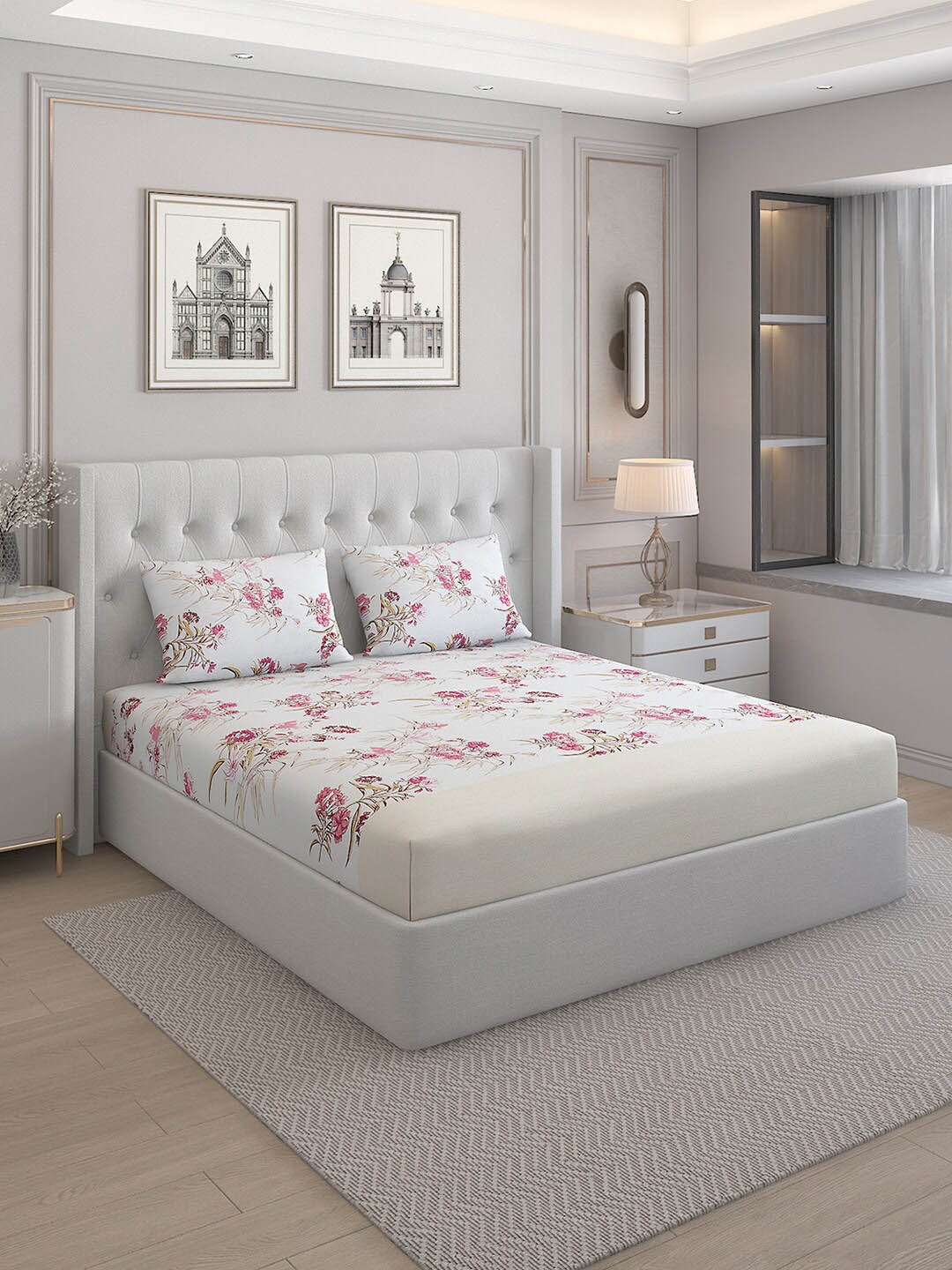 Monte Carlo Cherish Off White Printed Cotton 144 TC Queen Bedsheet with 2 Pillow Covers
Monte Carlo Cherish Off White Printed Cotton 144 TC Queen Bedsheet with 2 Pillow Covers