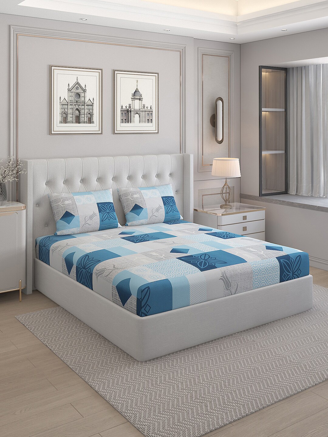 Monte Carlo Cherish Blue Printed Cotton 144 TC Queen Bedsheet with 2 Pillow Covers
Monte Carlo Cherish Blue Printed Cotton 144 TC Queen Bedsheet with 2 Pillow Covers