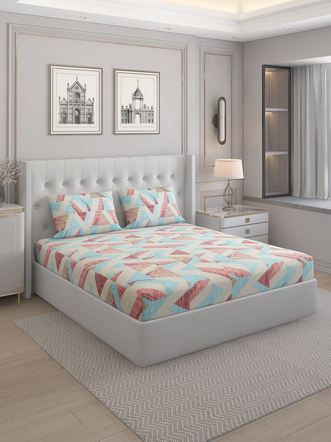 Monte Carlo Cherish Turquoise Blue & Pink Cotton 144 TC Queen Bedsheet & 2 Pillow Covers
Monte Carlo Cherish Turquoise Blue & Pink Cotton 144 TC Queen Bedsheet & 2 Pillow Covers