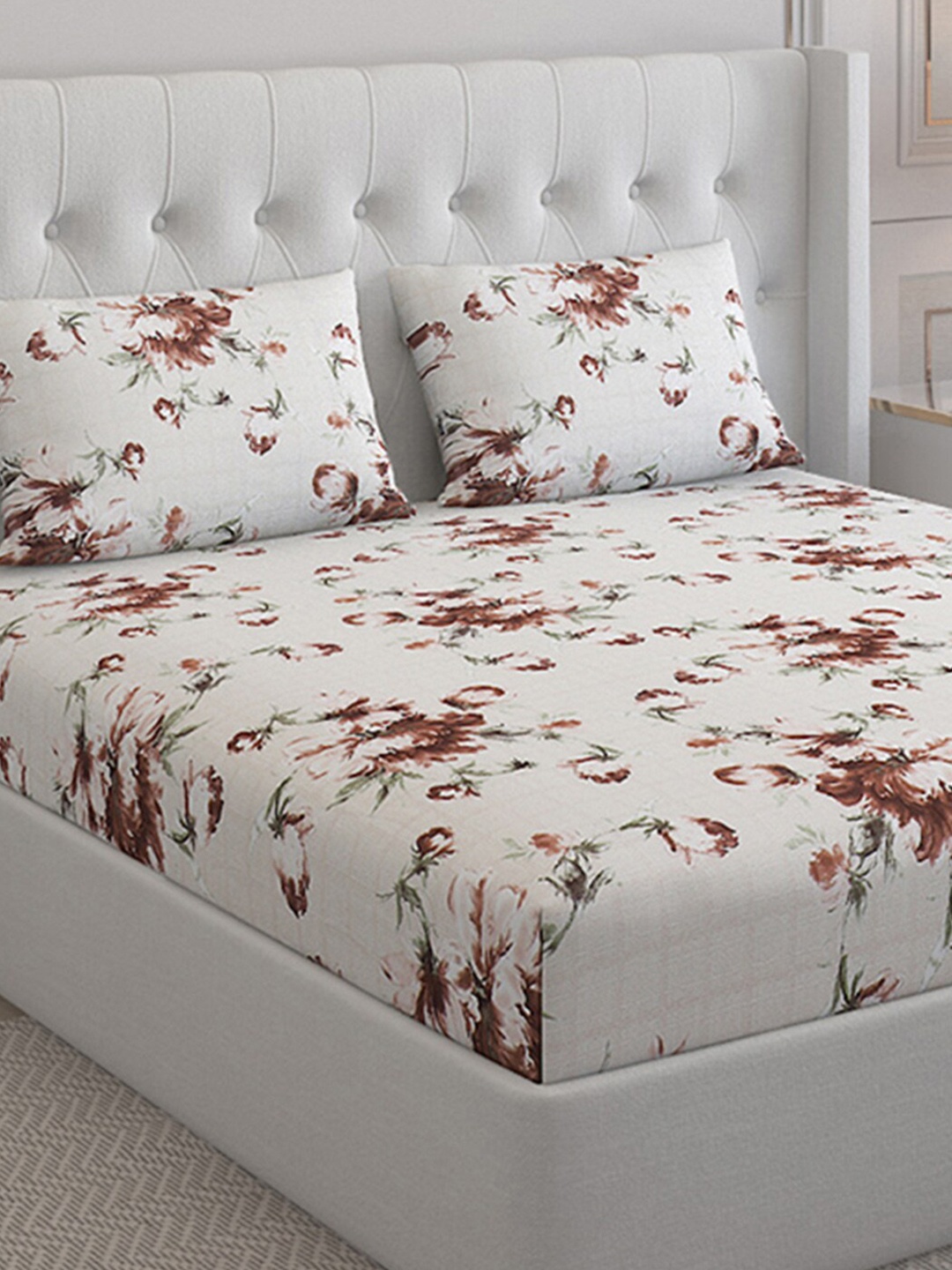 Monte Carlo Cherish Beige & Brown Floral Cotton 144 TC Queen Bedsheet with 2 Pillow Covers
Monte Carlo Cherish Beige & Brown Floral Cotton 144 TC Queen Bedsheet with 2 Pillow Covers