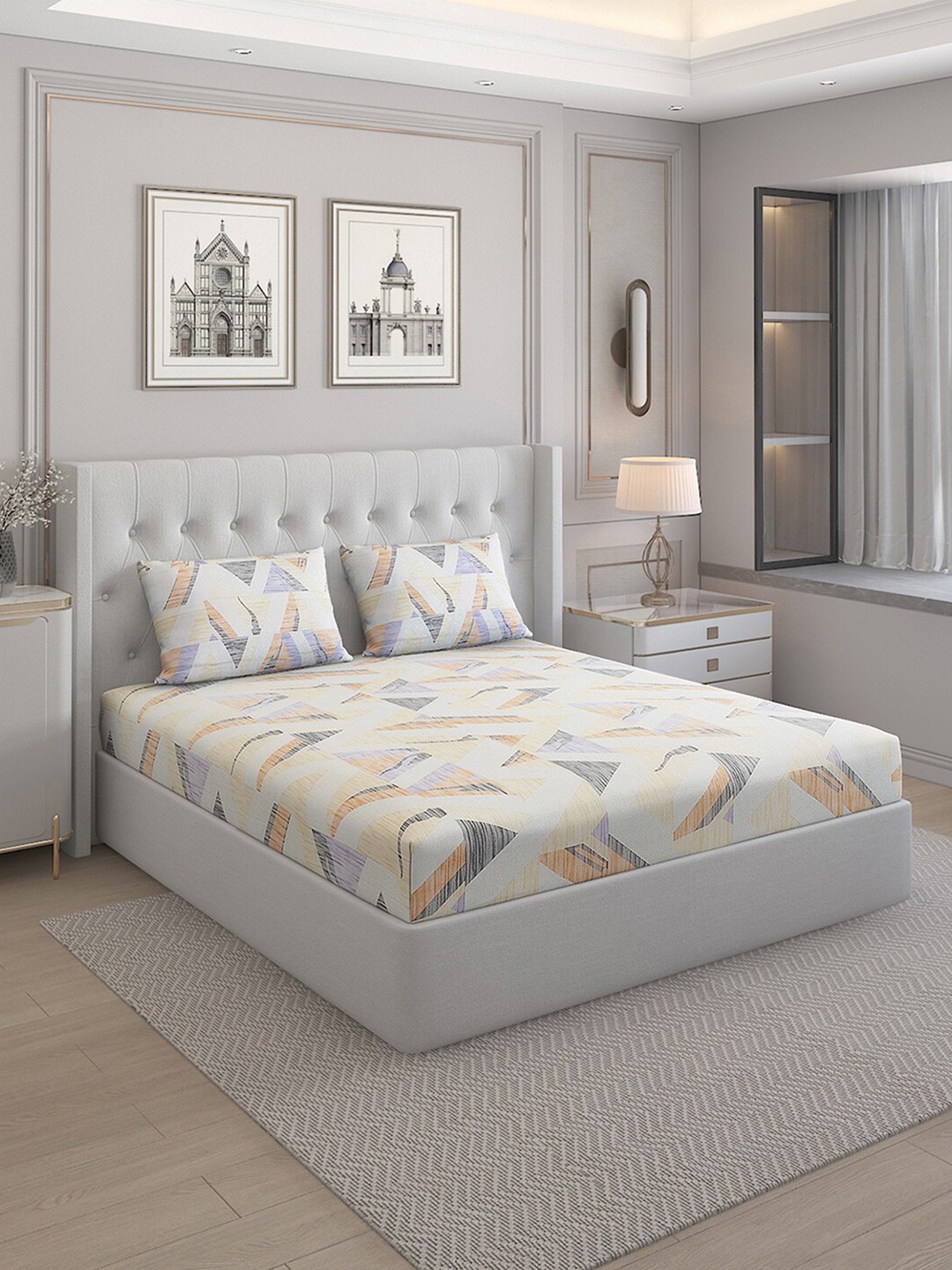 Monte Carlo Cherish Off White & Grey Geometric 144 TC Queen Bedsheet With 2 Pillow Covers
Monte Carlo Cherish Off White & Grey Geometric 144 TC Queen Bedsheet With 2 Pillow Covers