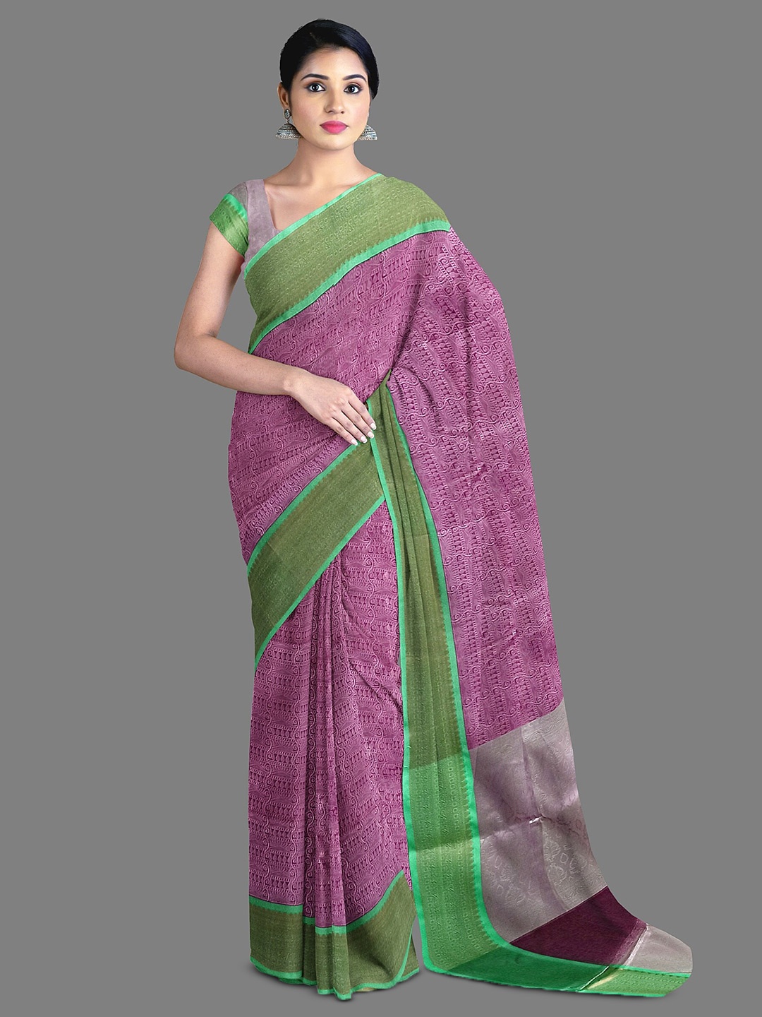 The Chennai Silks Floral Woven Design Zari Art Silk Saree, Purple