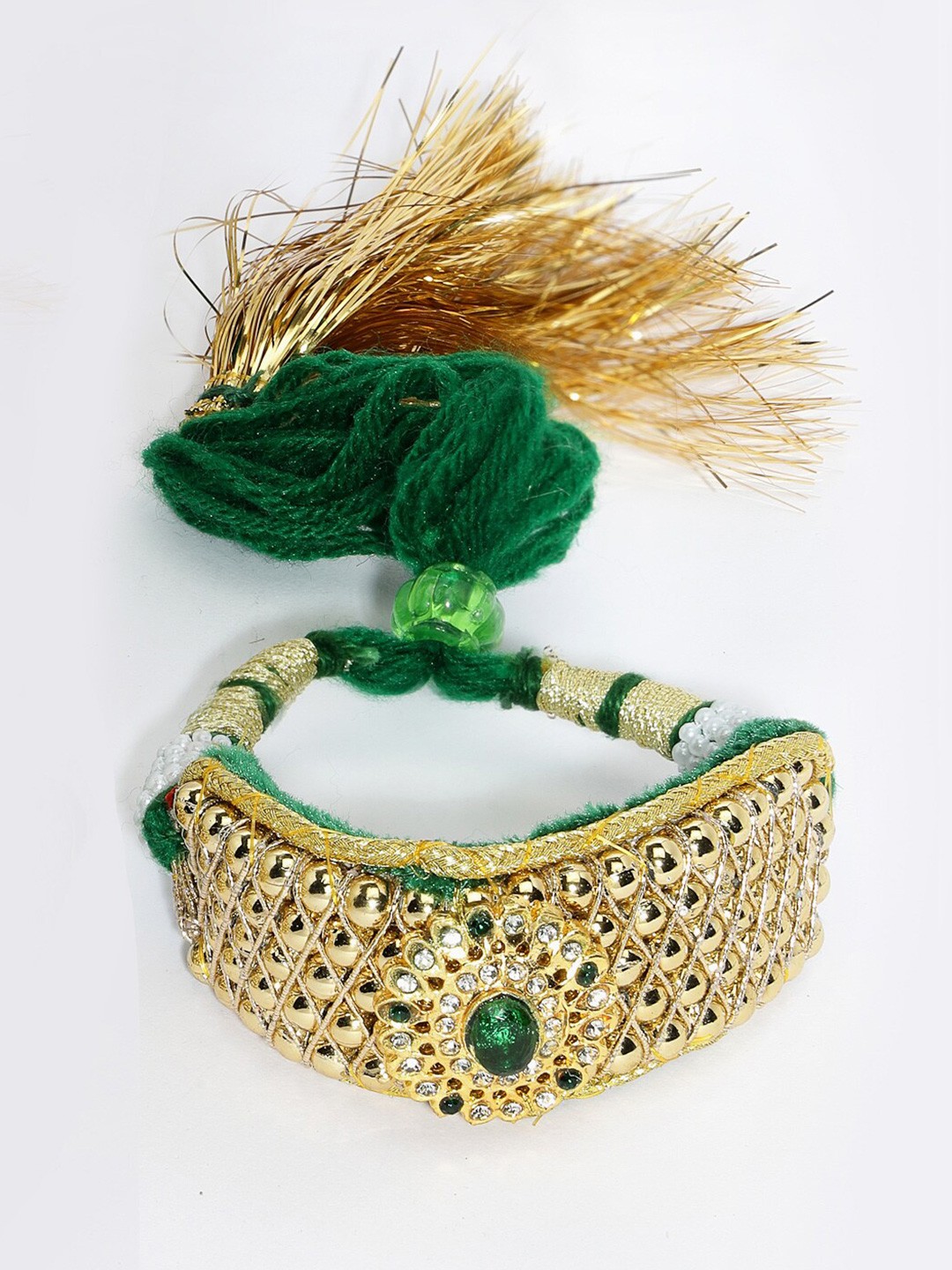 Sanjog Gold-Plated Stone-Studded Rajasthani Pochu Kada Bracelet Bajuband Thread Armlet
Sanjog Gold-Plated Stone-Studded Rajasthani Pochu Kada Bracelet Bajuband Thread Armlet